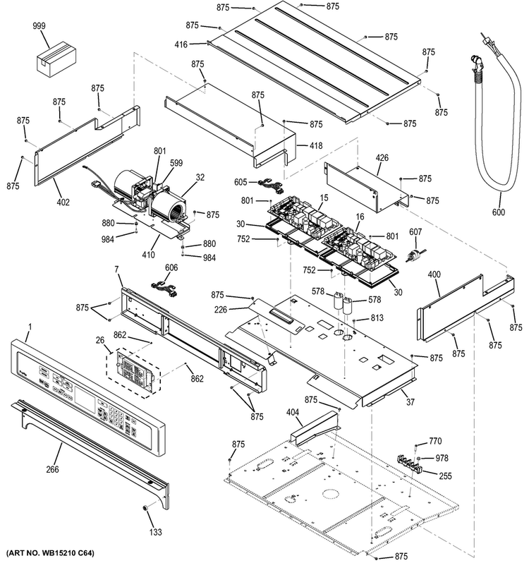 Control Panel Diagram and Parts List for PT7550EH5ES  General Electric Wall Oven