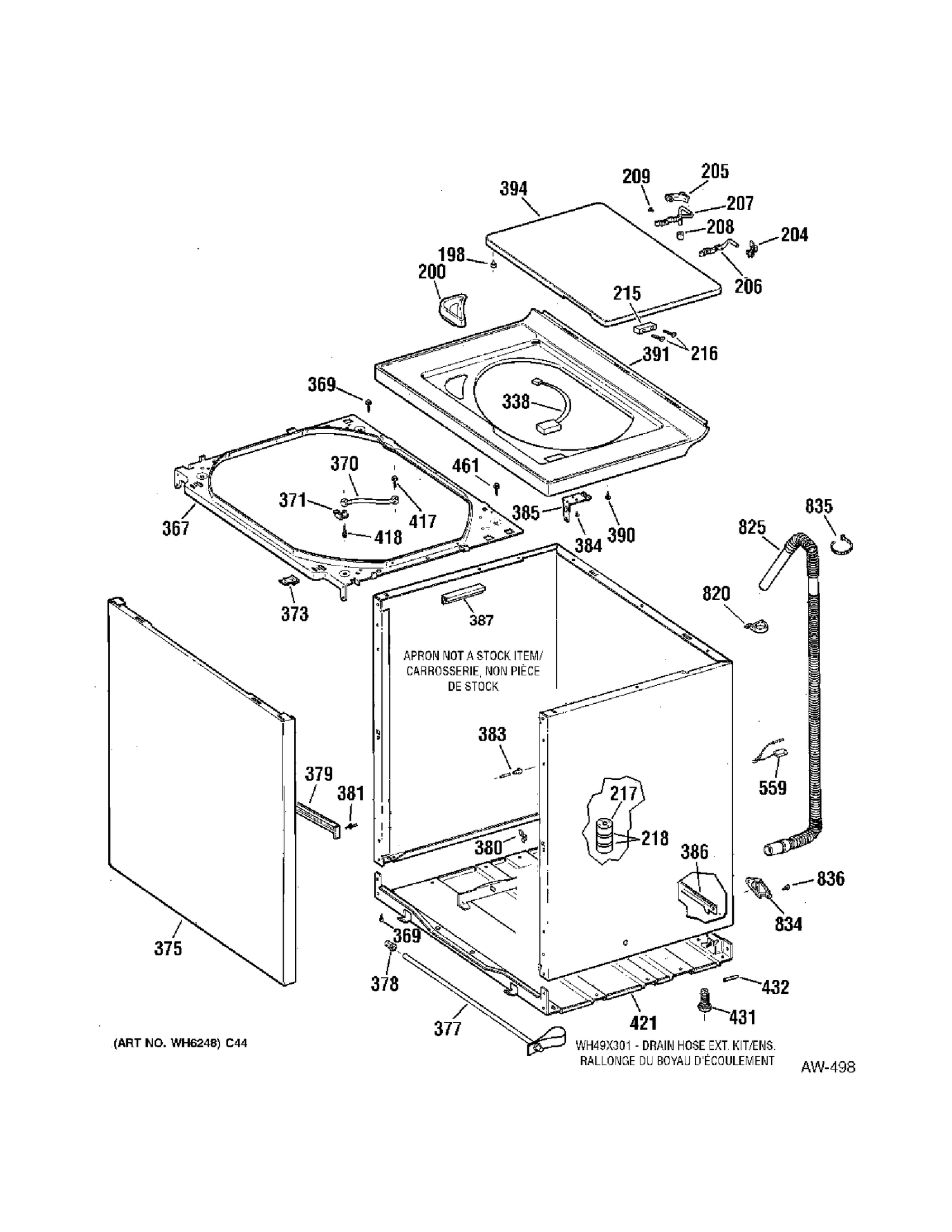 CABINET Diagram and Parts List for 57481D0WW  General Electric Washer