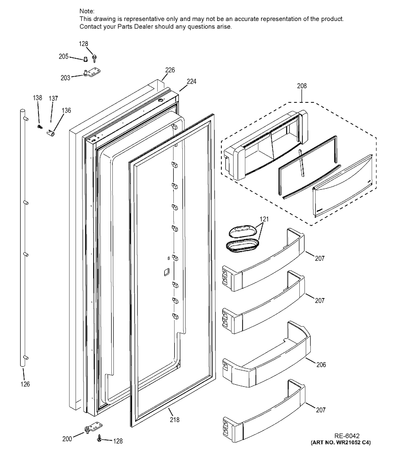 FF DOOR Diagram and Parts List for ZISS420DHASS  General Electric Refrigerator