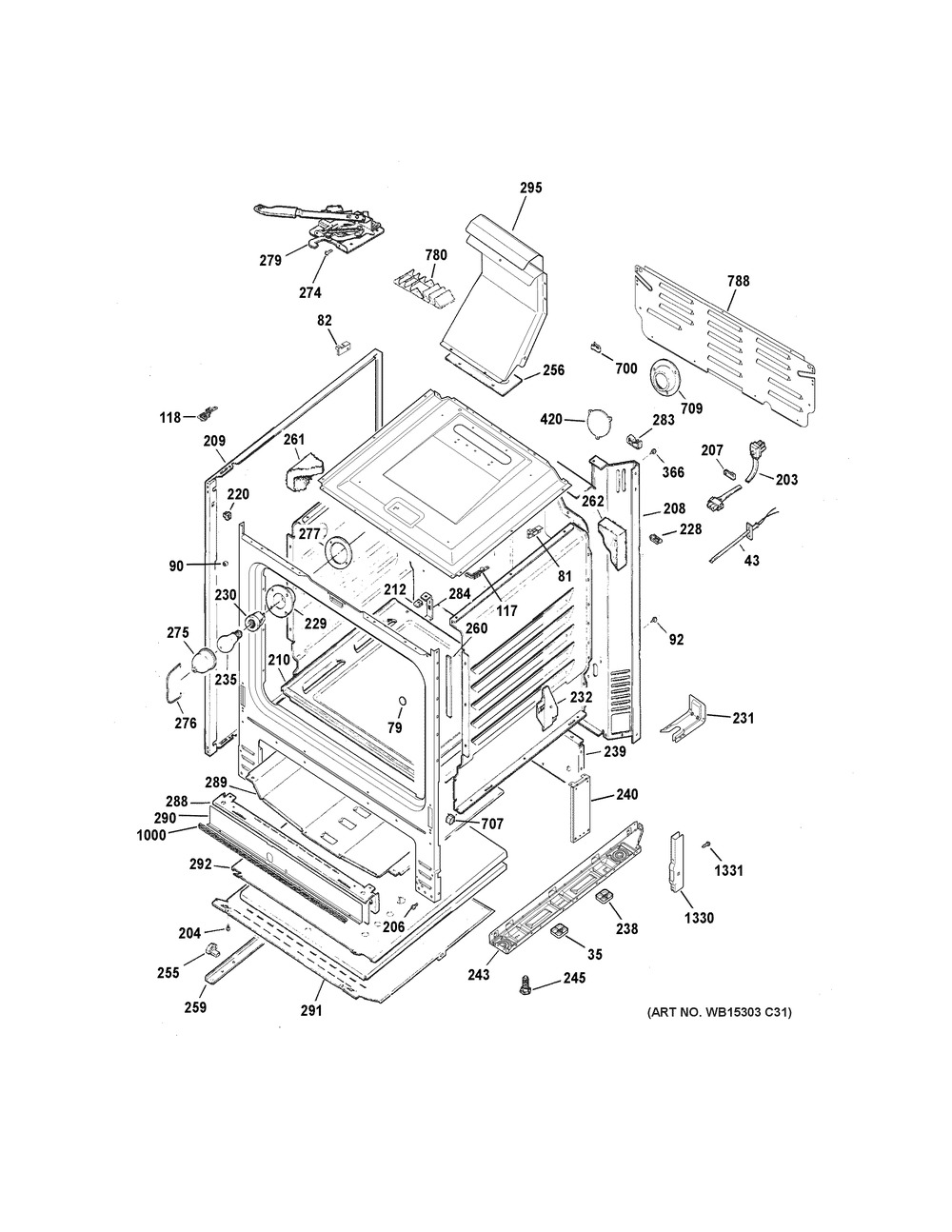 Body Parts Diagram and Parts List for XGB635REK2SS  General Electric Range