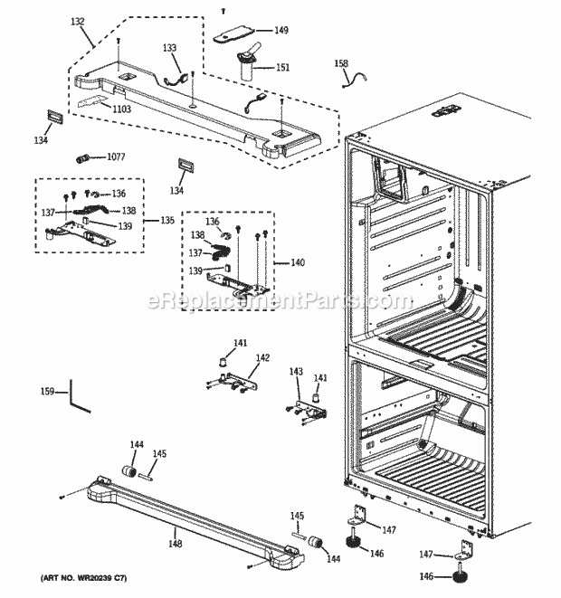 CASE PARTS Diagram and Parts List for GFSS6KKYCSS  General Electric Refrigerator