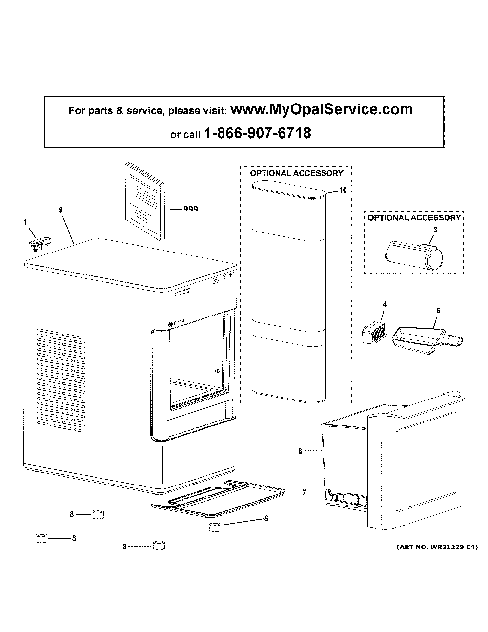 Optional Ice Maker Diagram and Parts List for XPIO23SC2SS  General Electric Ice Maker