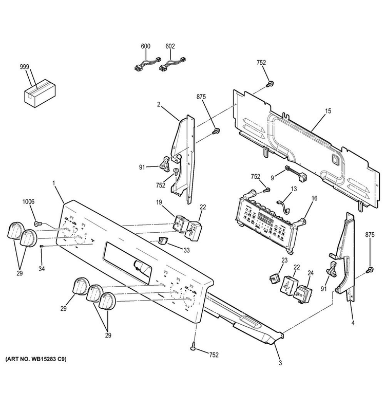 Control Panel Diagram and Parts List for JB755DJ2BB  General Electric Range