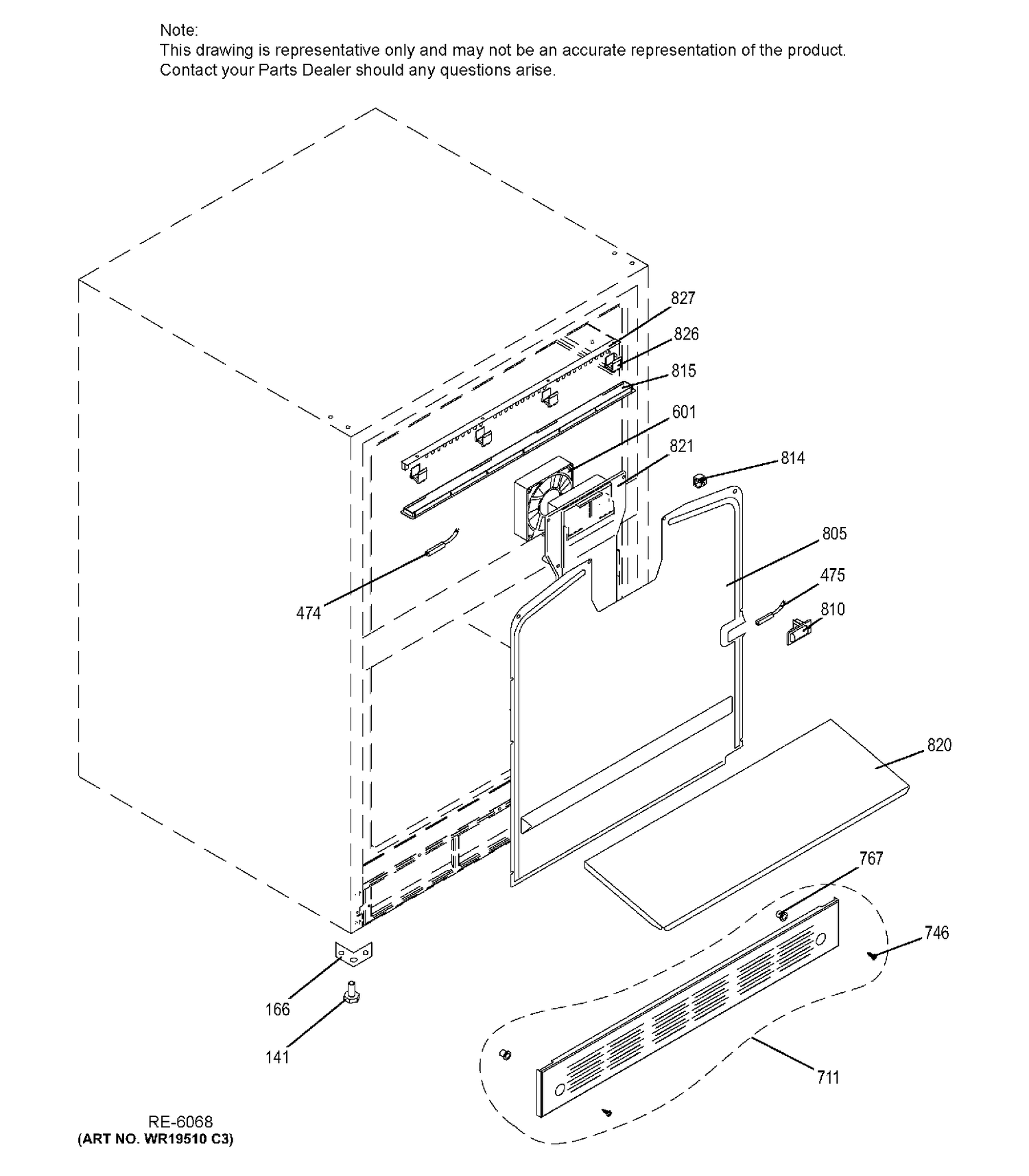 CABINET Diagram and Parts List for ZIDI240HAII  General Electric Refrigerator