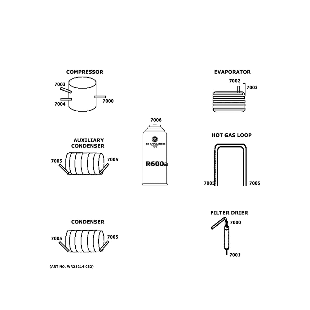 Lokring Connectors Diagram and Parts List for CCP06BP4PEW2  General Electric Wine and Beverage Cooler