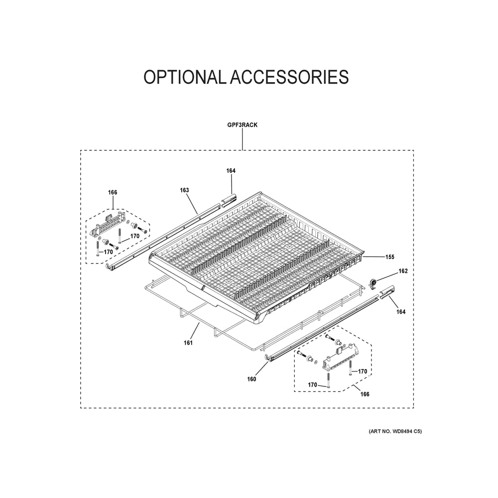 Optional Accessories Diagram and Parts List for GDF530PSM0SS  General Electric Dishwasher