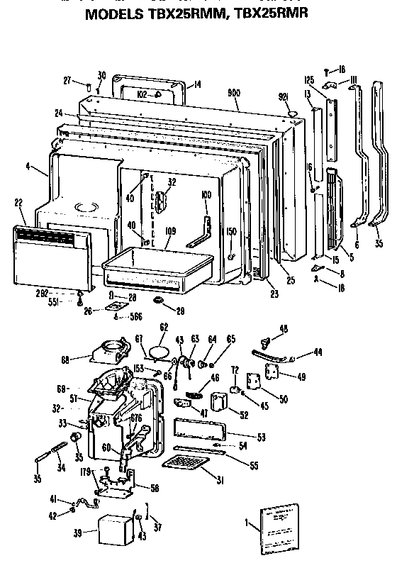 Freezer Door Diagram and Parts List for TBX25RMMWHD  General Electric Refrigerator