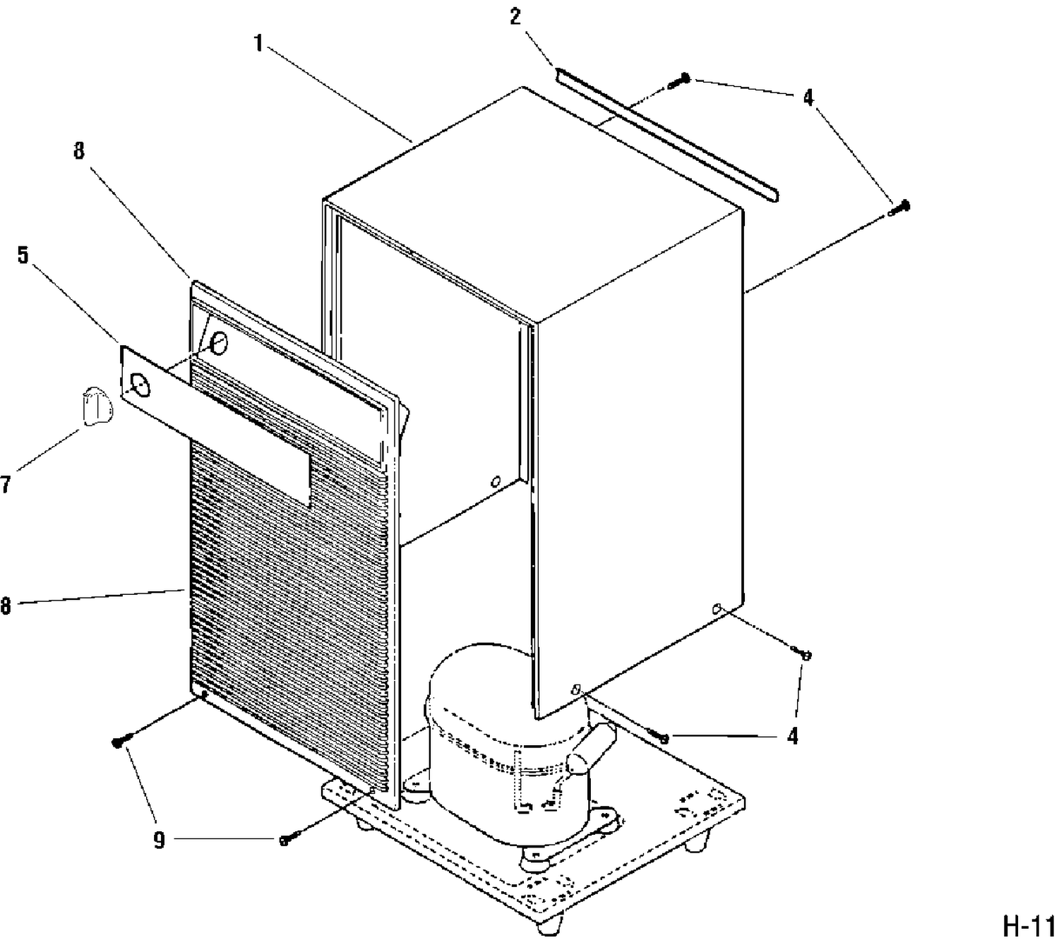 CABINET FRONT & WRAPPER Diagram and Parts List for CMDH15WW1  General Electric Dehumidifier
