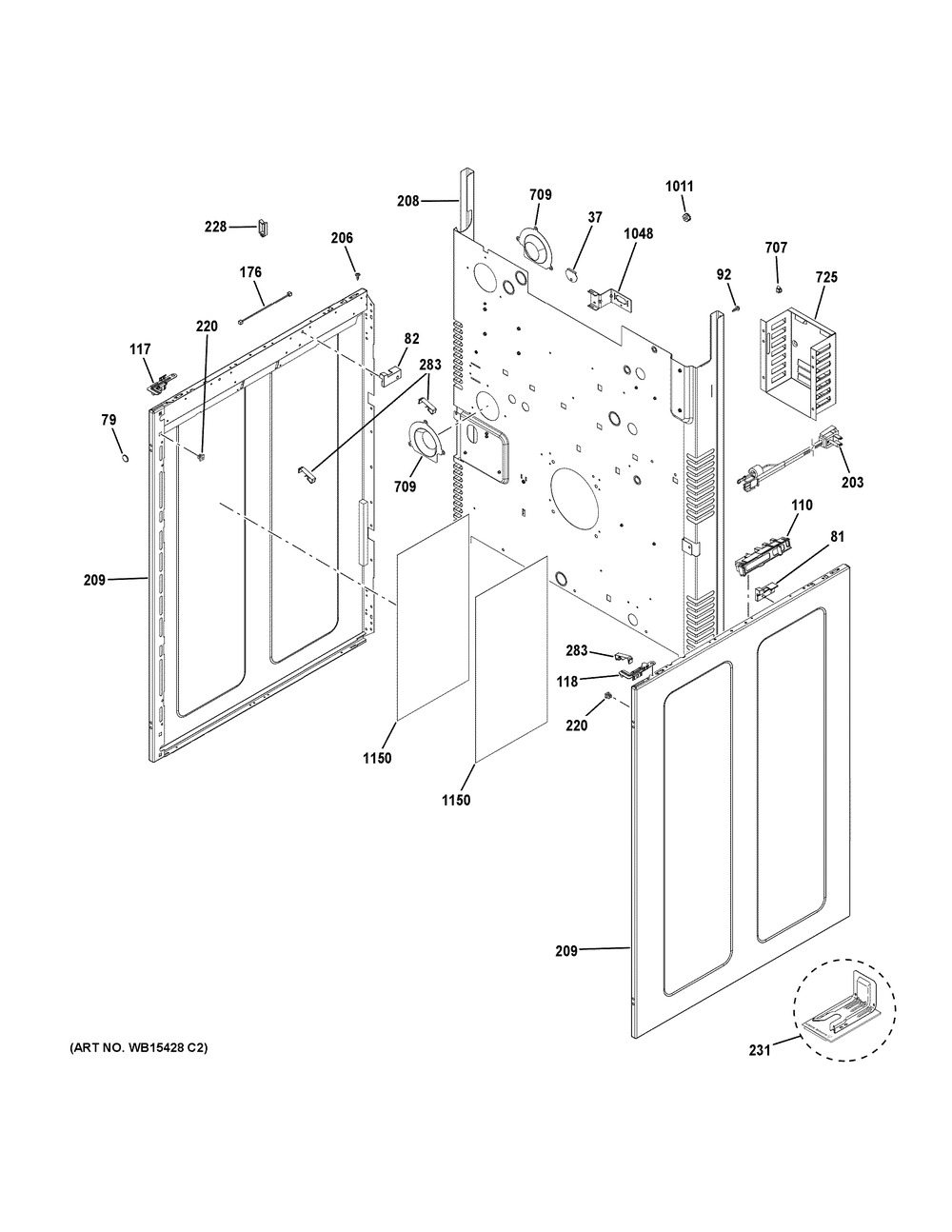 Body Parts Diagram and Parts List for PGB980ZEJ5SS  General Electric Range