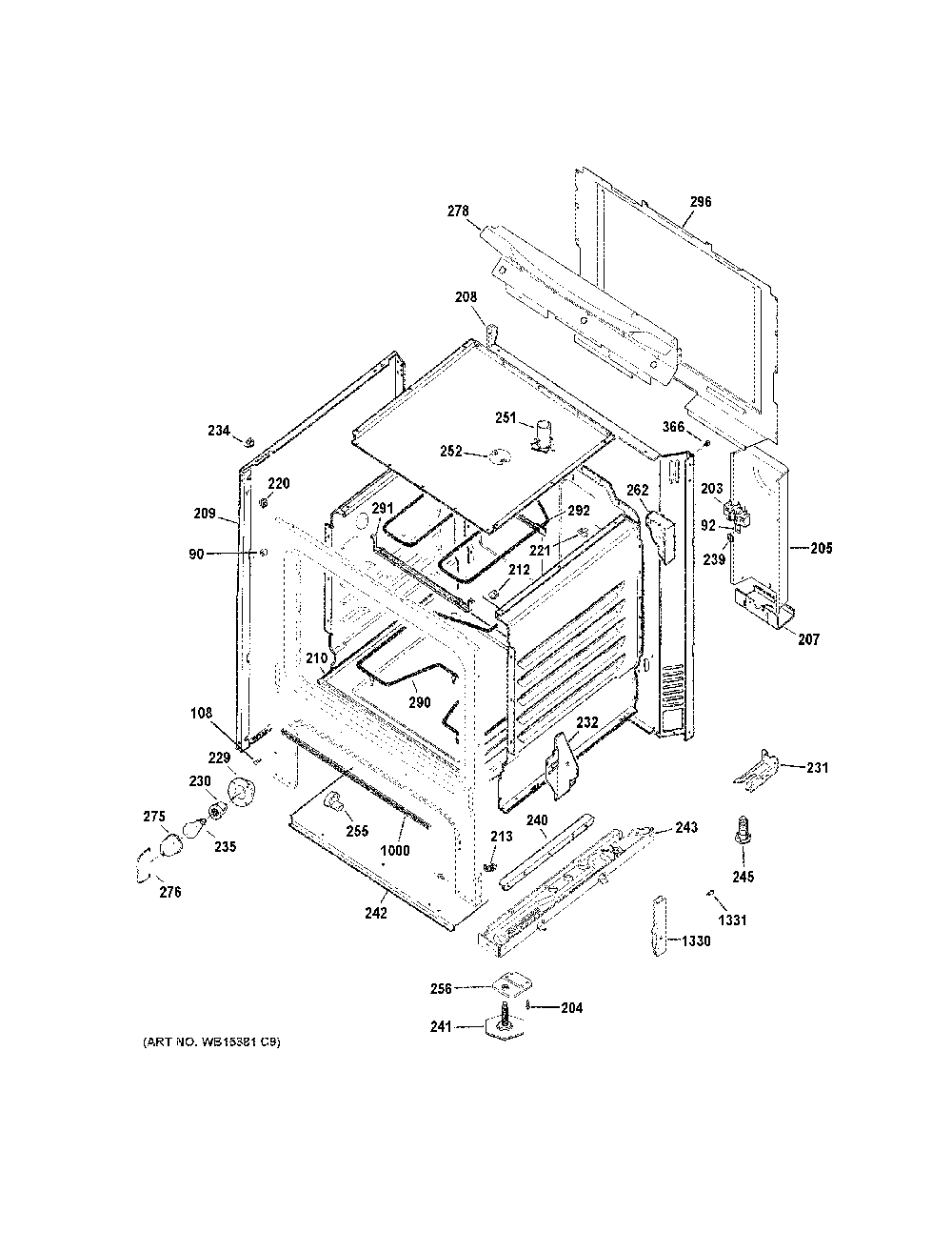 Body Parts Diagram and Parts List for JBS160DM4WW  General Electric Range