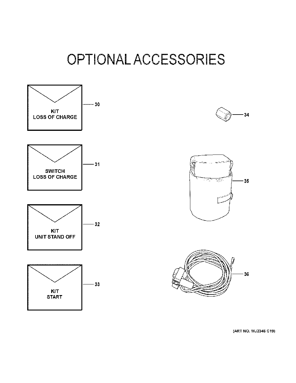 Optional Accessories Diagram and Parts List for NS18A48TA400  General Electric Air Conditioner
