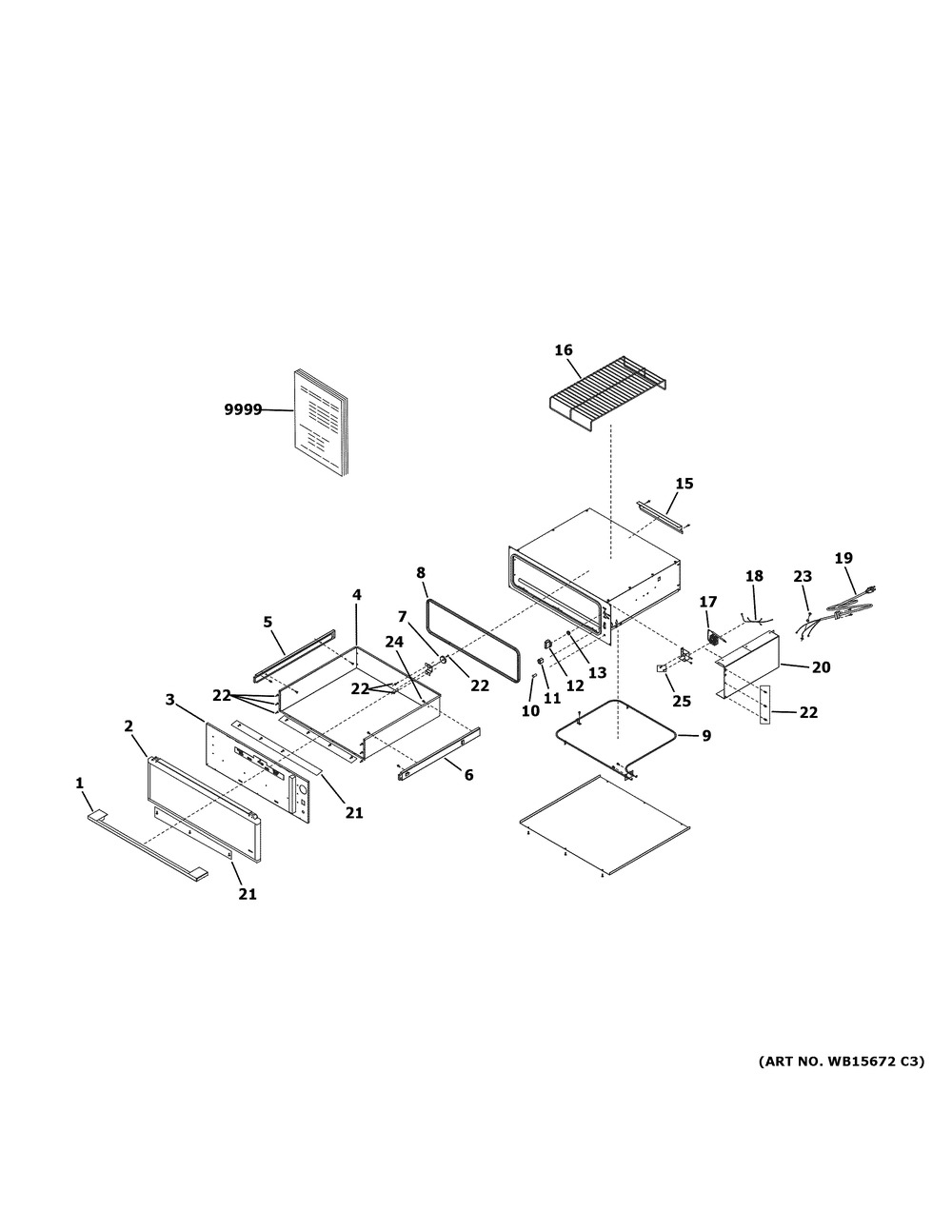 Warming Drawer Diagram and Parts List for ZTW900SSN1SS  General Electric Warming Drawer