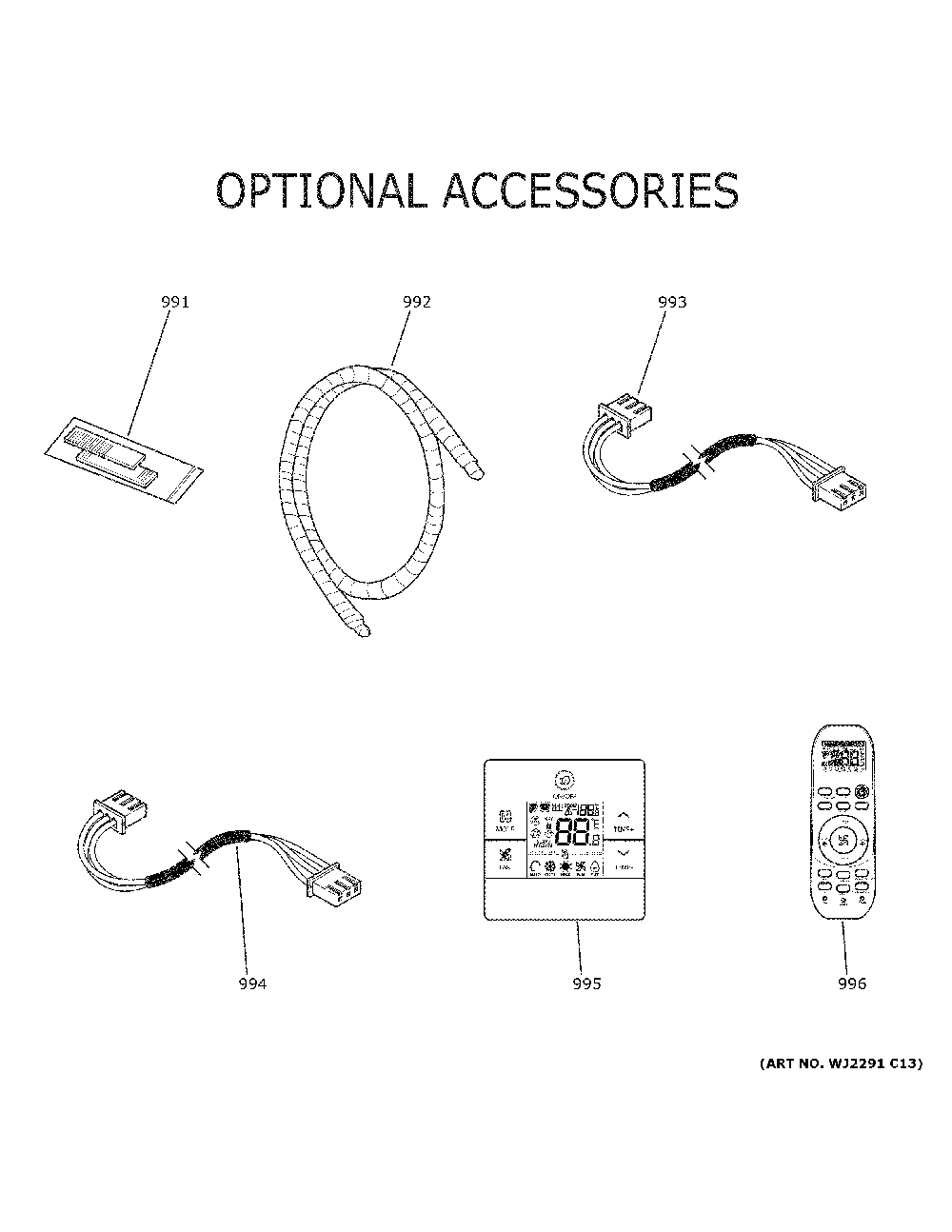 Optional accessories Diagram and Parts List for ASYW12URDWD1  General Electric Air Conditioner