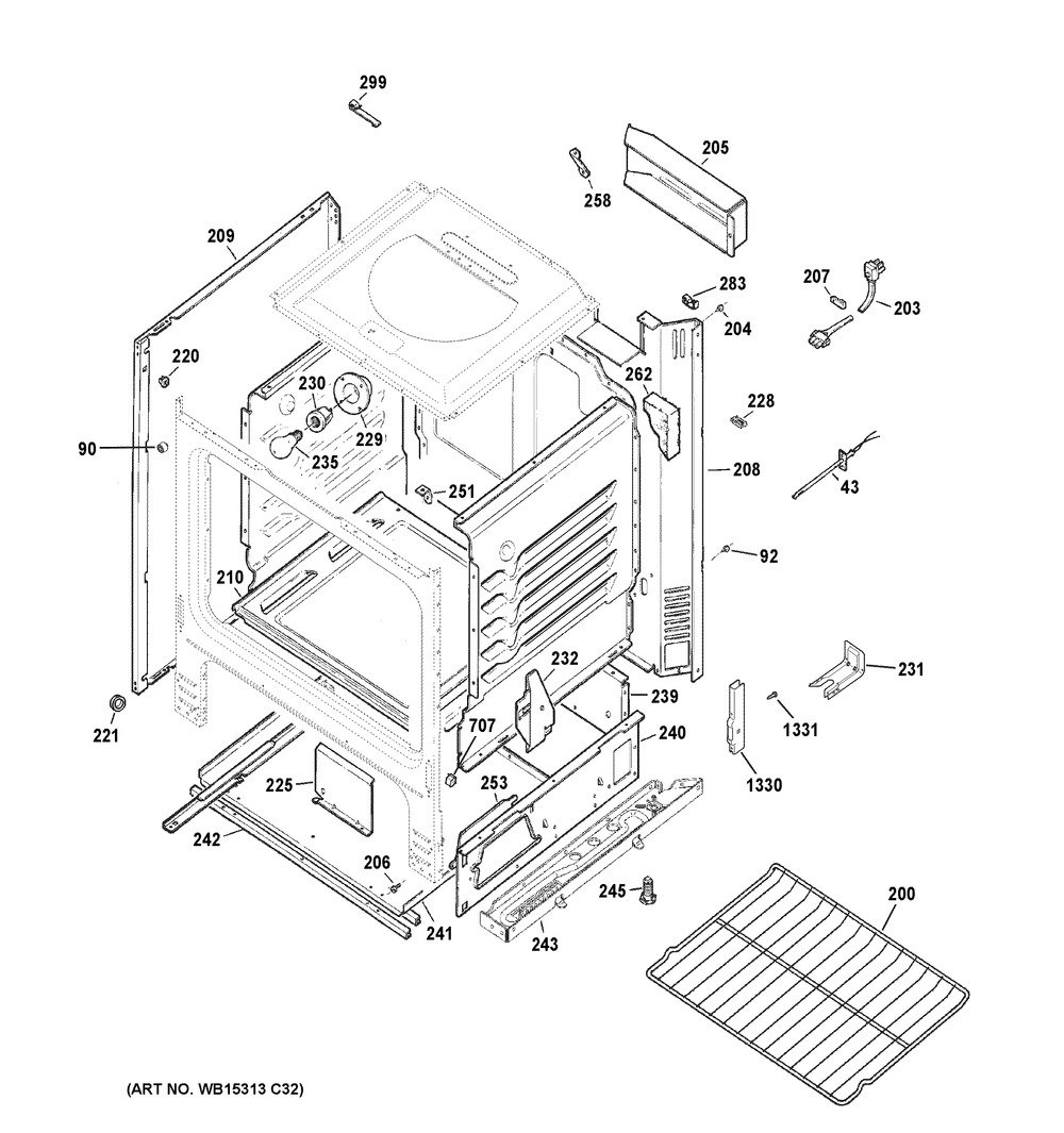 Body Parts Diagram and Parts List for XGBS400DM2BB  General Electric Range