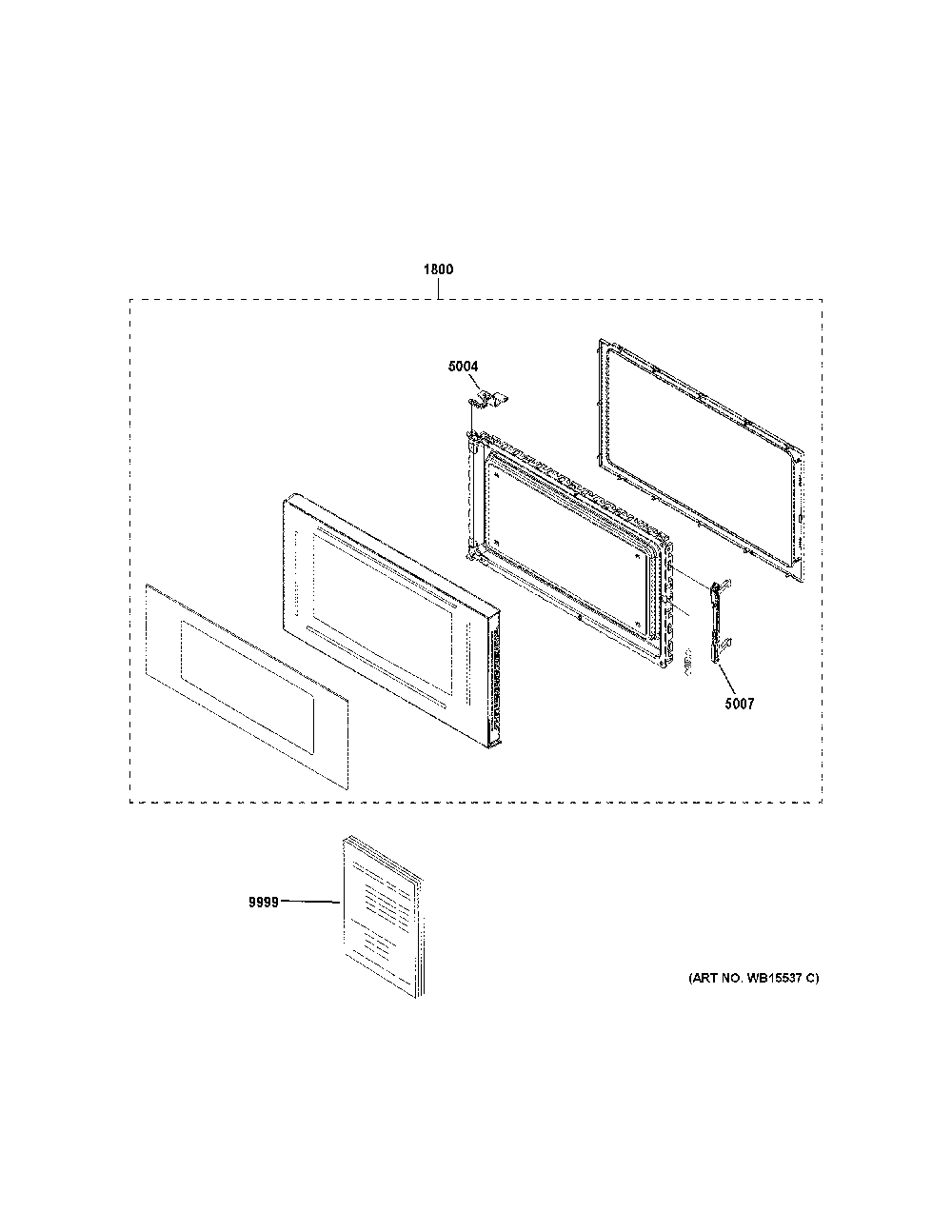 Door parts Diagram and Parts List for PEB7227SL2SS  General Electric Microwave