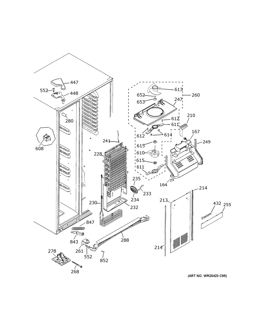 Freezer Section Diagram and Parts List for GSS25GGPGCCC  General Electric Refrigerator