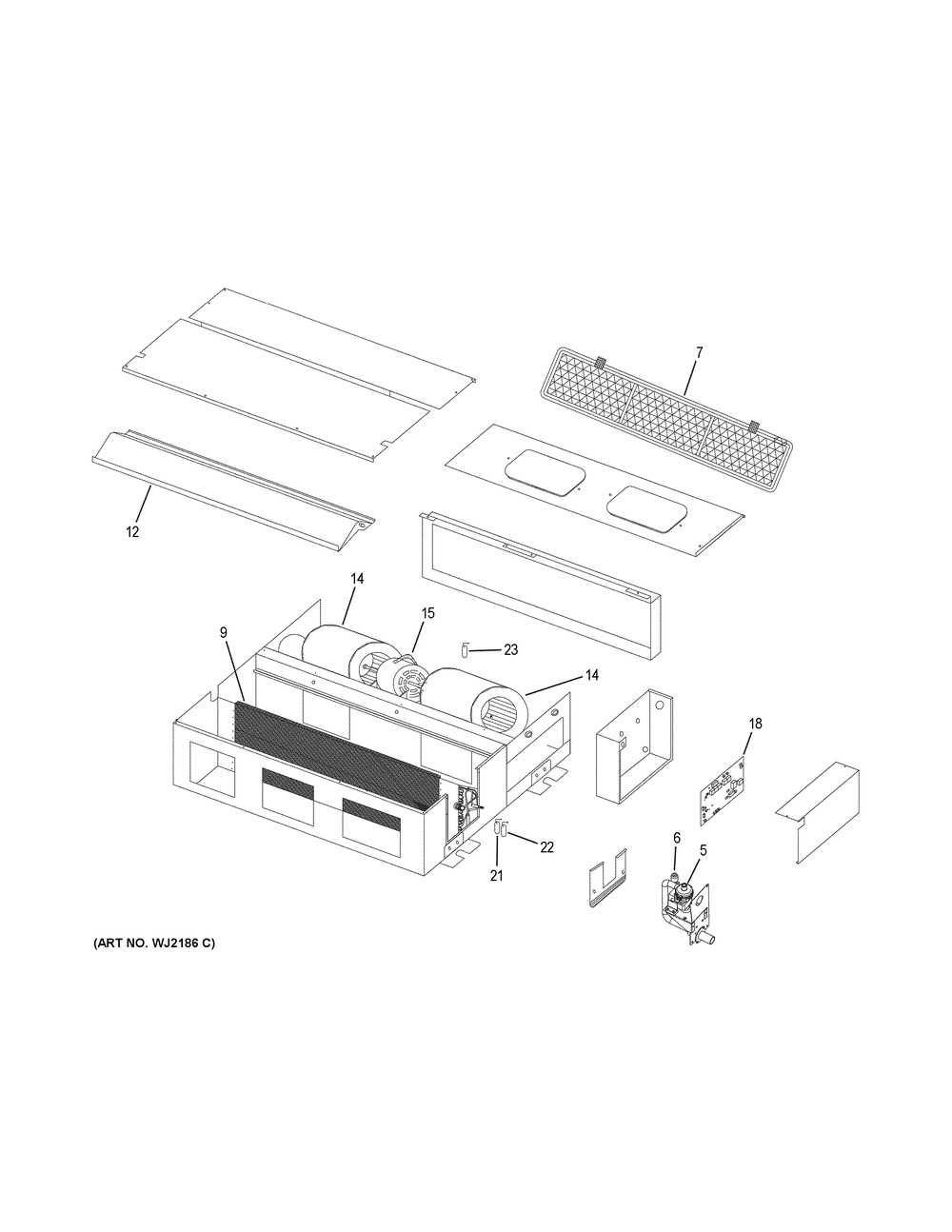 Room Air Conditioner Diagram and Parts List for MVAH030MV2AA  General Electric Air Conditioner