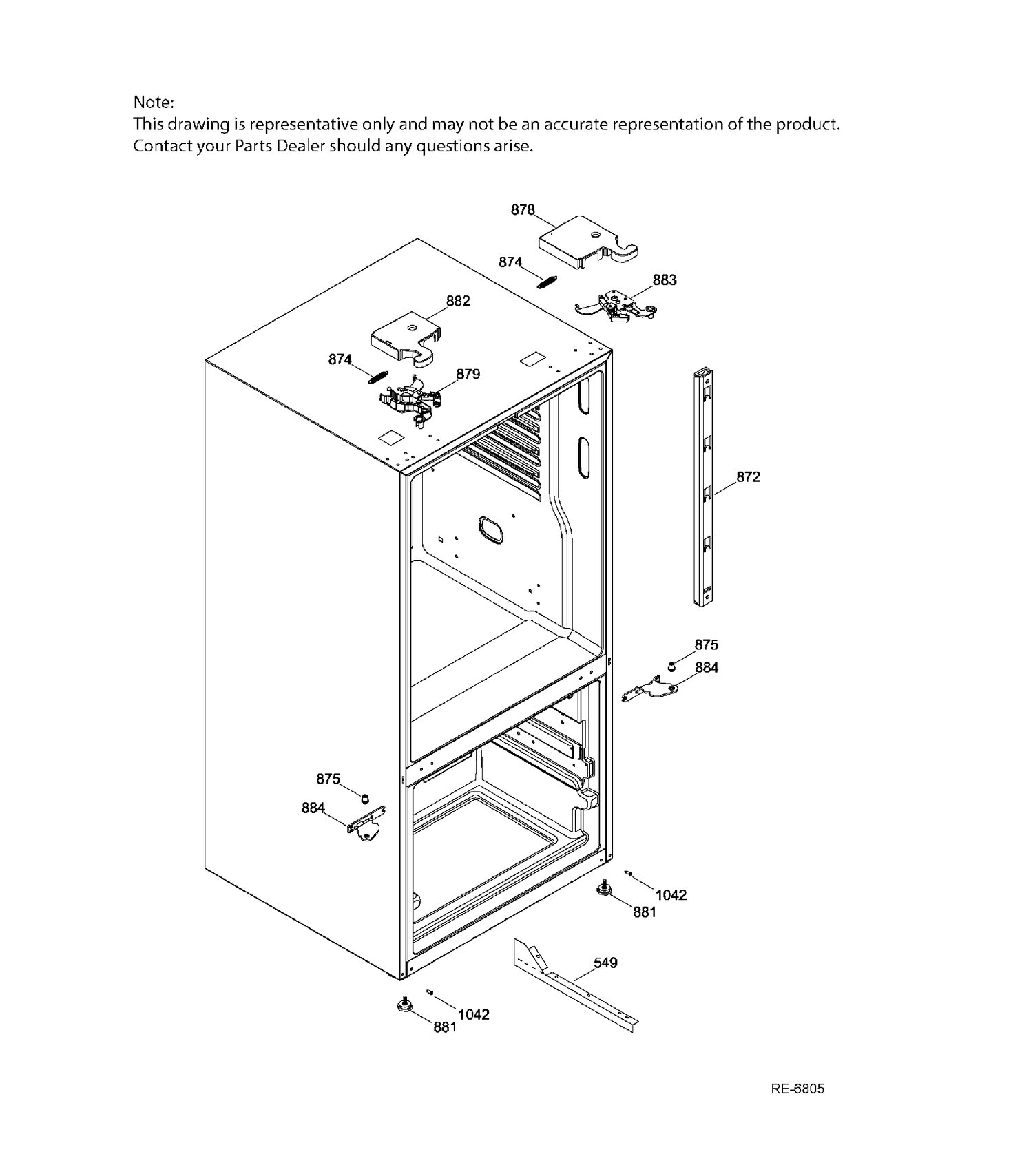HINGE PARTS Diagram and Parts List for PNE25JGKBKWW  General Electric Refrigerator