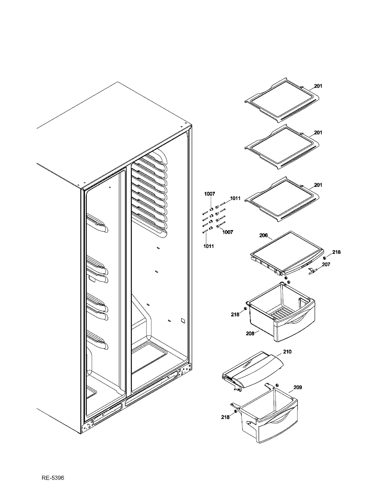 FF SHELVES Diagram and Parts List for GSRS3KLZDFSS  General Electric Refrigerator