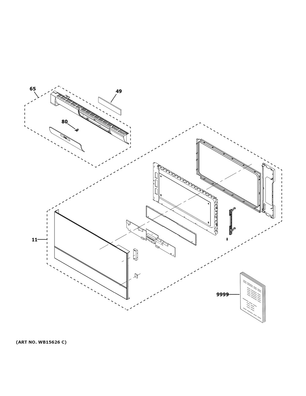 Door Parts Diagram and Parts List for CVM919M2N1S5  General Electric Microwave