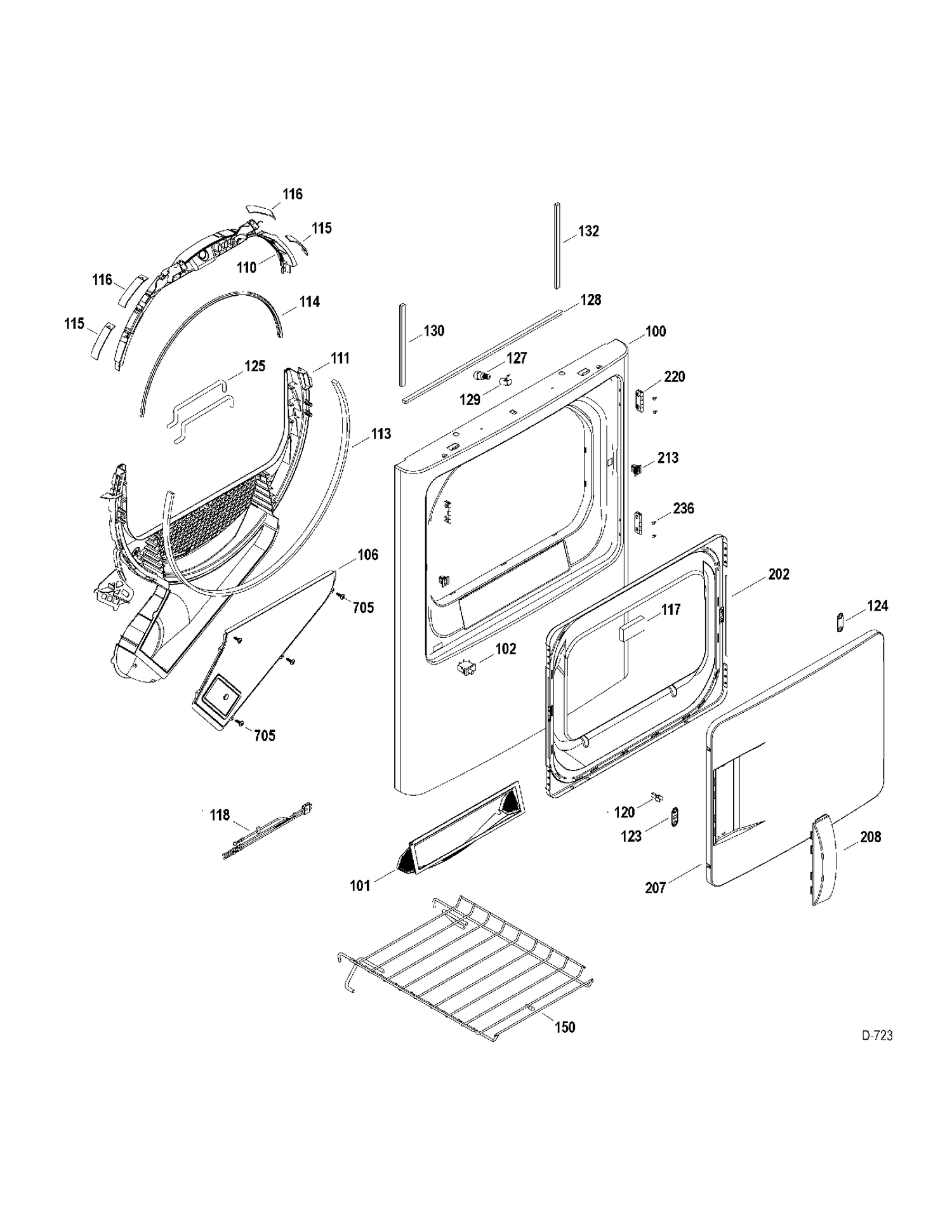 DOOR-FRONT PANEL Diagram and Parts List for PTMP920GMWS0  General Electric Dryer