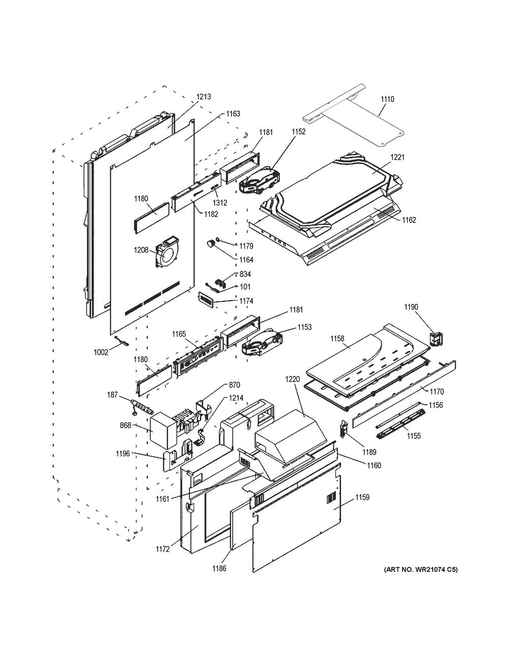 Cabinet Diagram and Parts List for ZIK30GNNAII  General Electric Refrigerator
