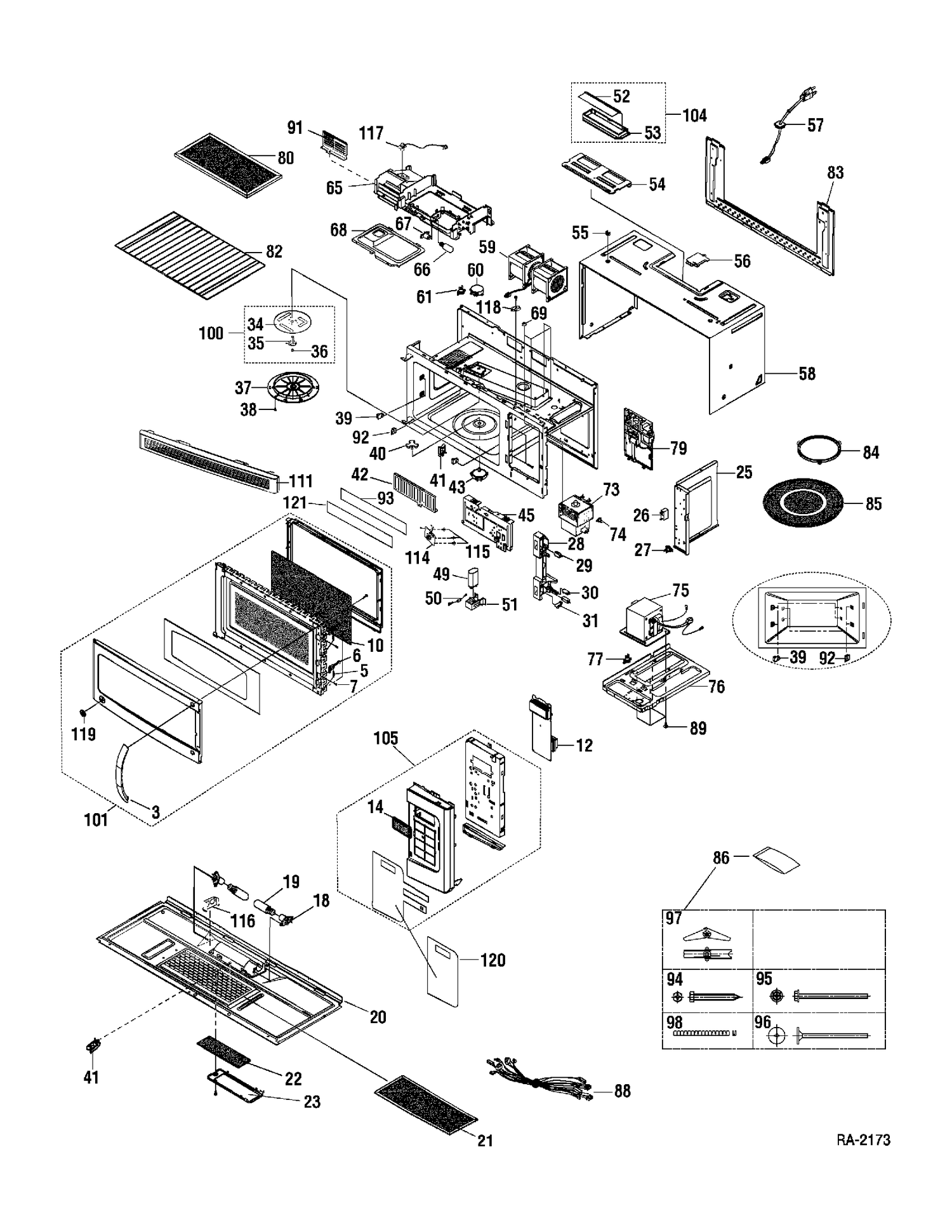 MICROWAVE Diagram and Parts List for HVM1750BMC01  General Electric Microwave