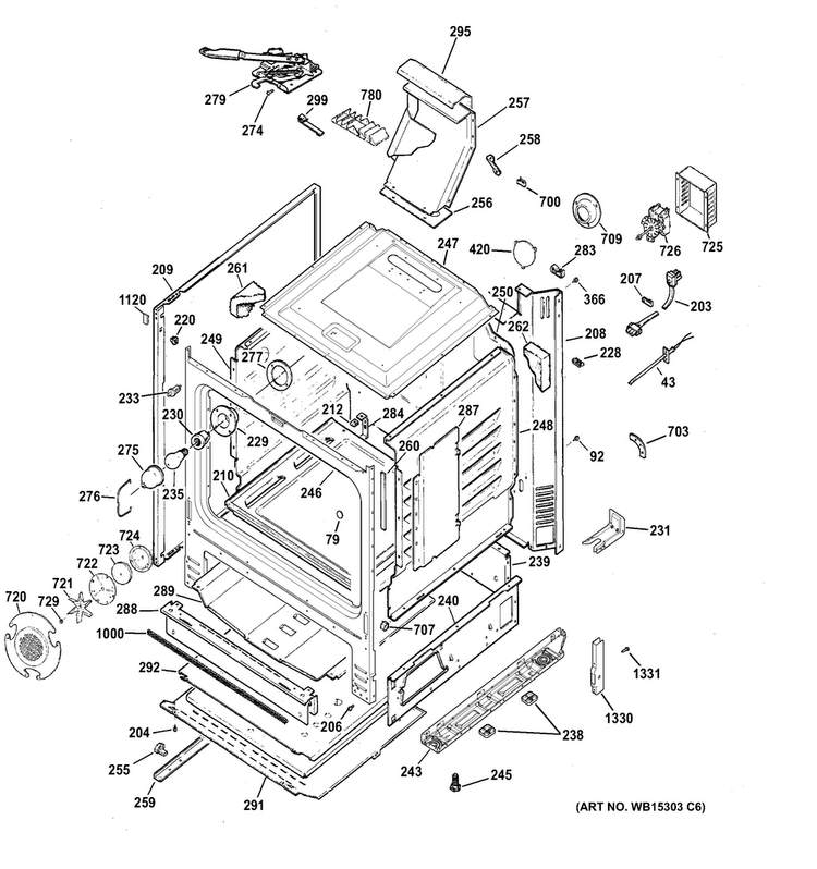 Body Parts Diagram and Parts List for JGB697DEH1BB  General Electric Range
