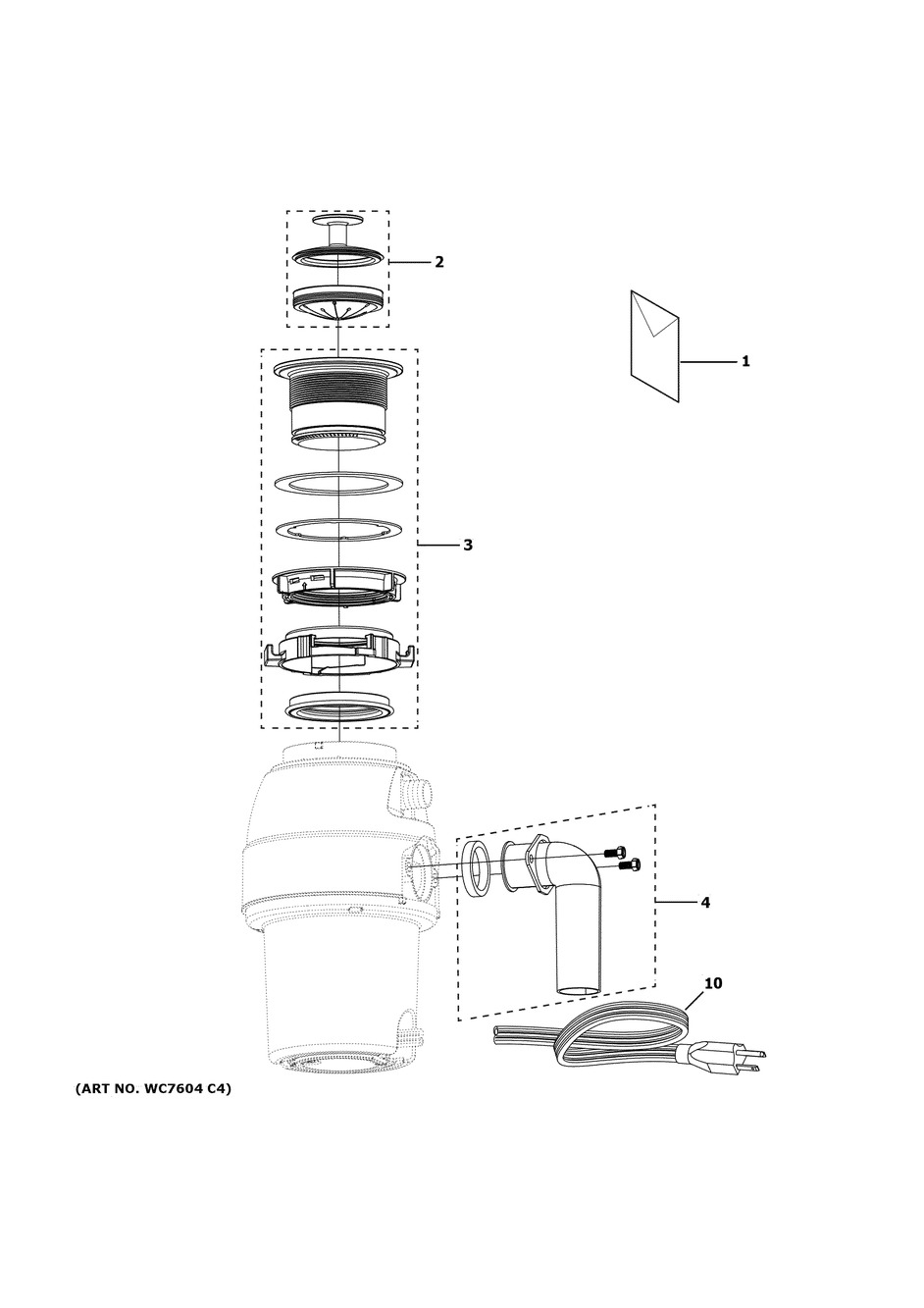Disposer Diagram and Parts List for GFC535N  General Electric Food Waste Disposer