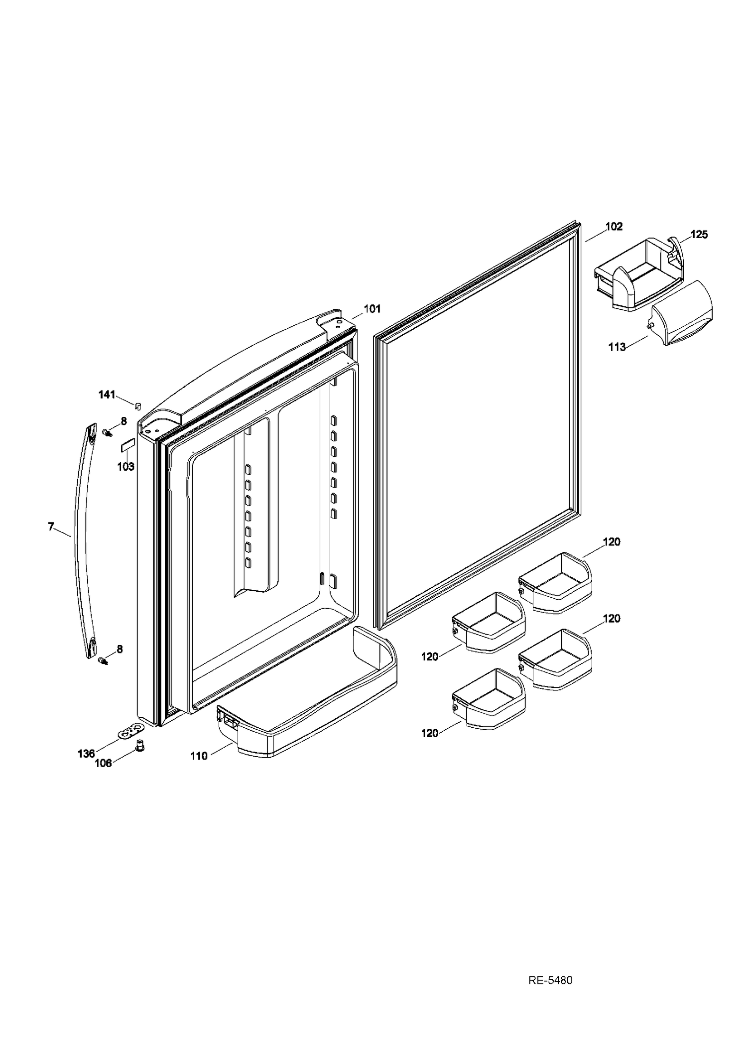 FF DOOR Diagram and Parts List for ADR20KSEARES  General Electric Refrigerator