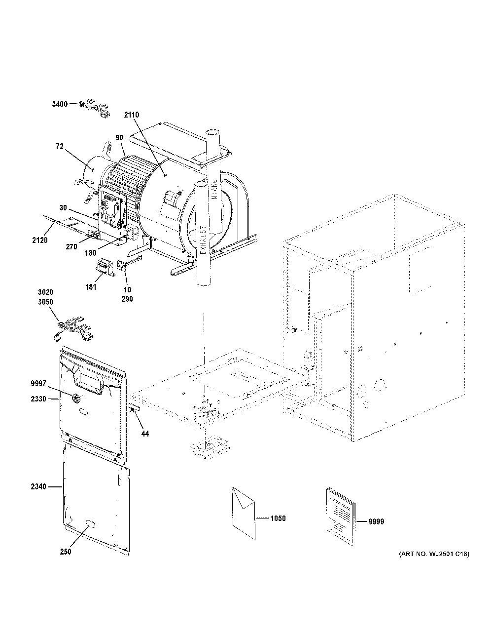 Cabinet Diagram and Parts List for NF80D090T4B52  General Electric Furnace