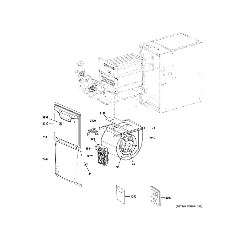 Cabinet (1) Diagram and Parts List for NF80X060S3AR01  General Electric Furnace