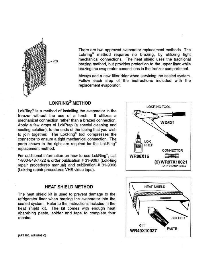 Evaporator Instructions Diagram and Parts List for GSE26HMECHES  General Electric Refrigerator