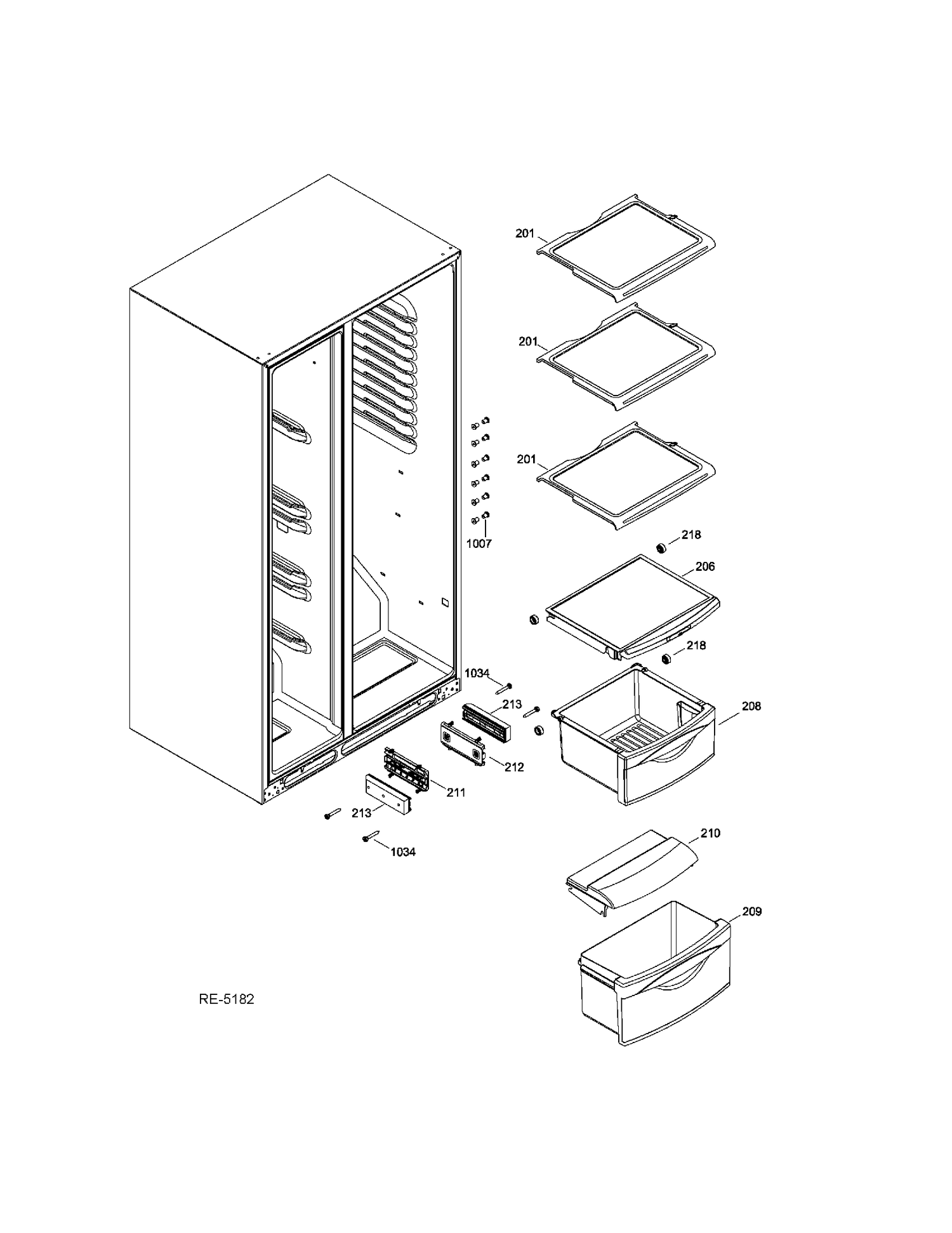 FF SHELVES Diagram and Parts List for GSR23YBWKSS  General Electric Refrigerator
