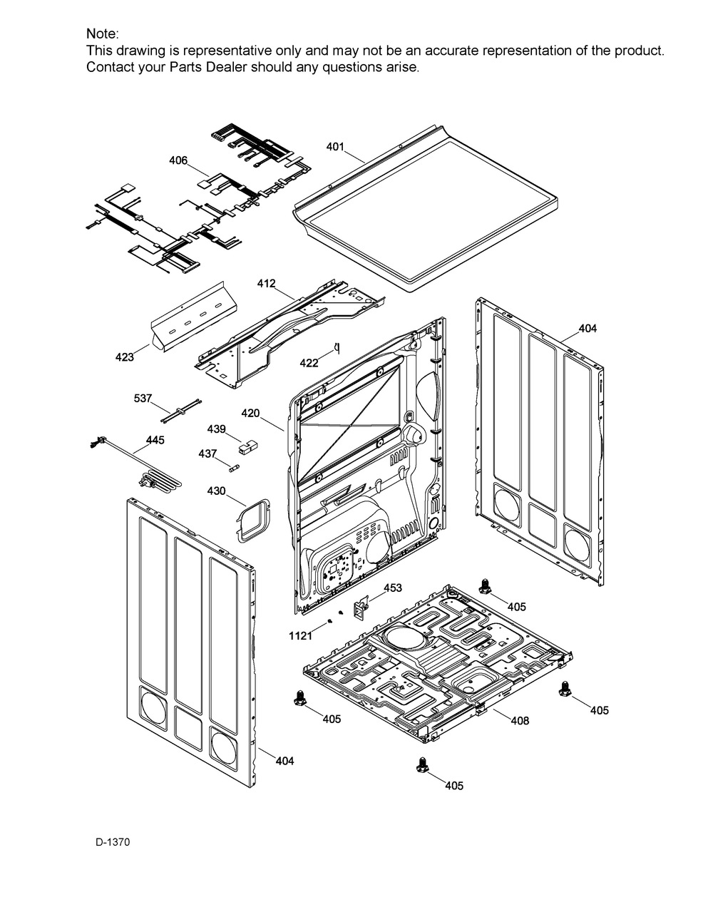 Cabinet Diagram and Parts List for GTMP520ED4WW  General Electric Dryer