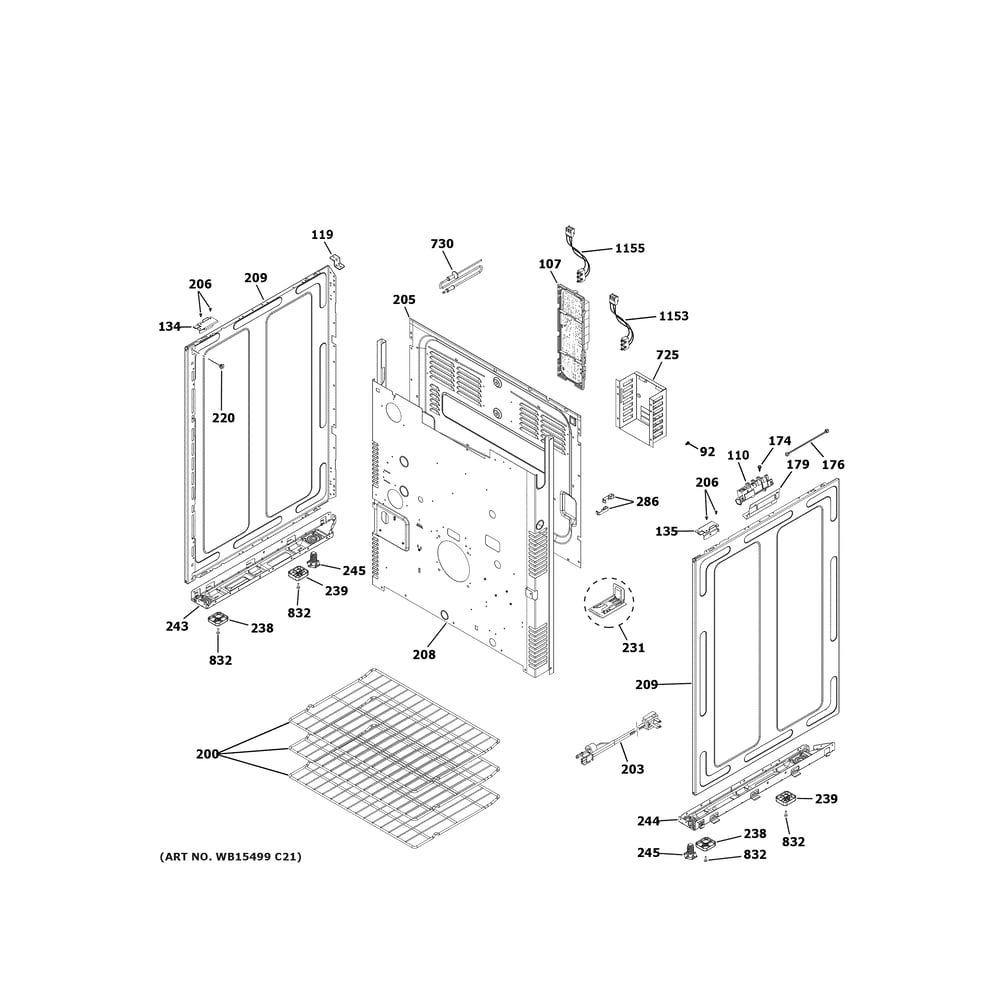 Body Parts Diagram and Parts List for PGS960YP3FS  General Electric Range