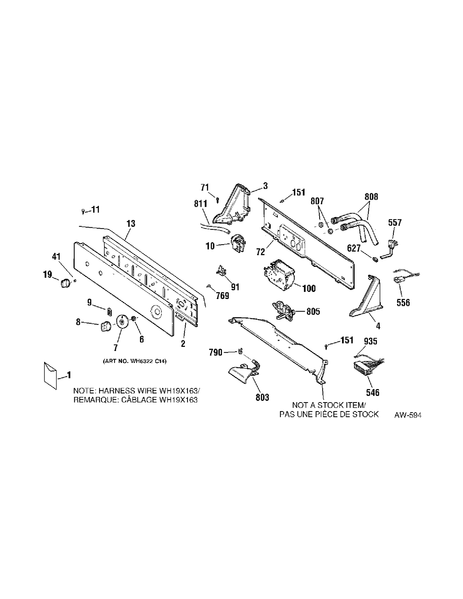 CONTROL PANEL Diagram and Parts List for KNSR3140D5WW  General Electric Washer
