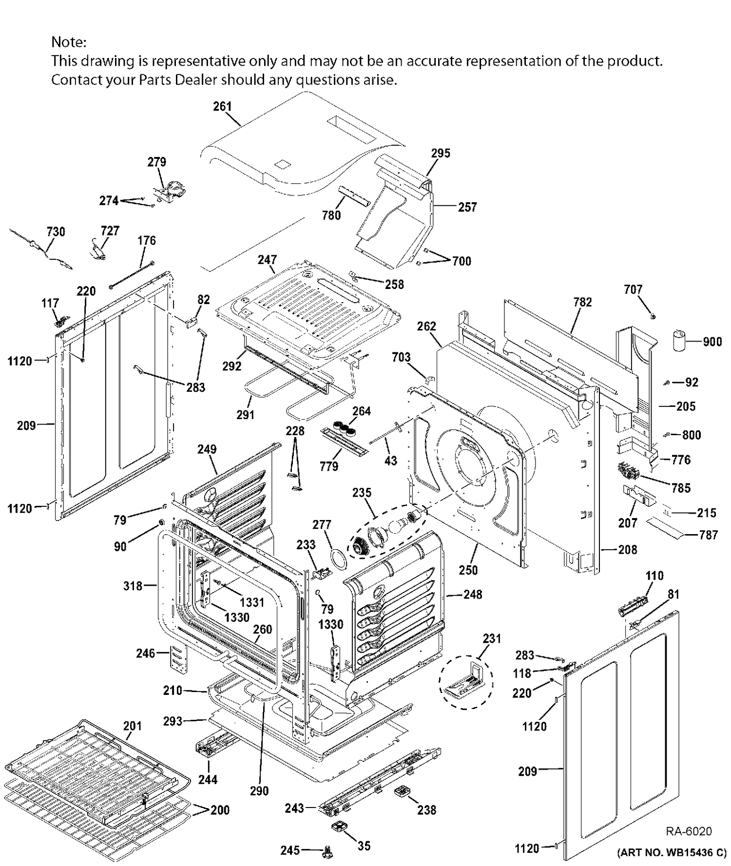 BODY PARTS Diagram and Parts List for PC2B940SEJ2SS  General Electric Range