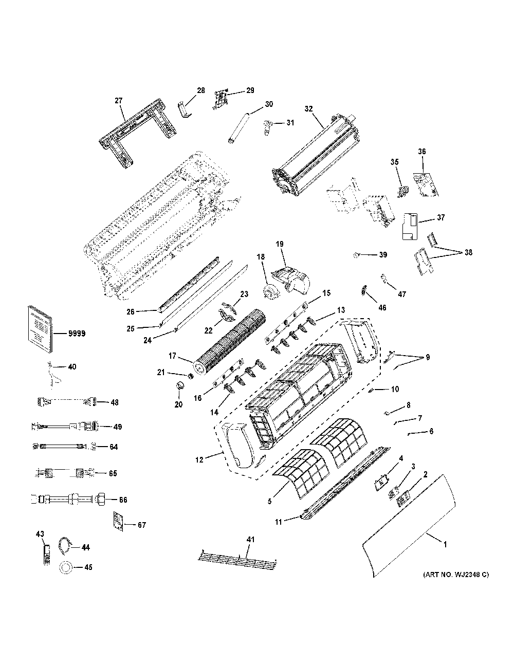 Room Air Conditioner Diagram and Parts List for ASYW18CRDDA1  General Electric Air Conditioner