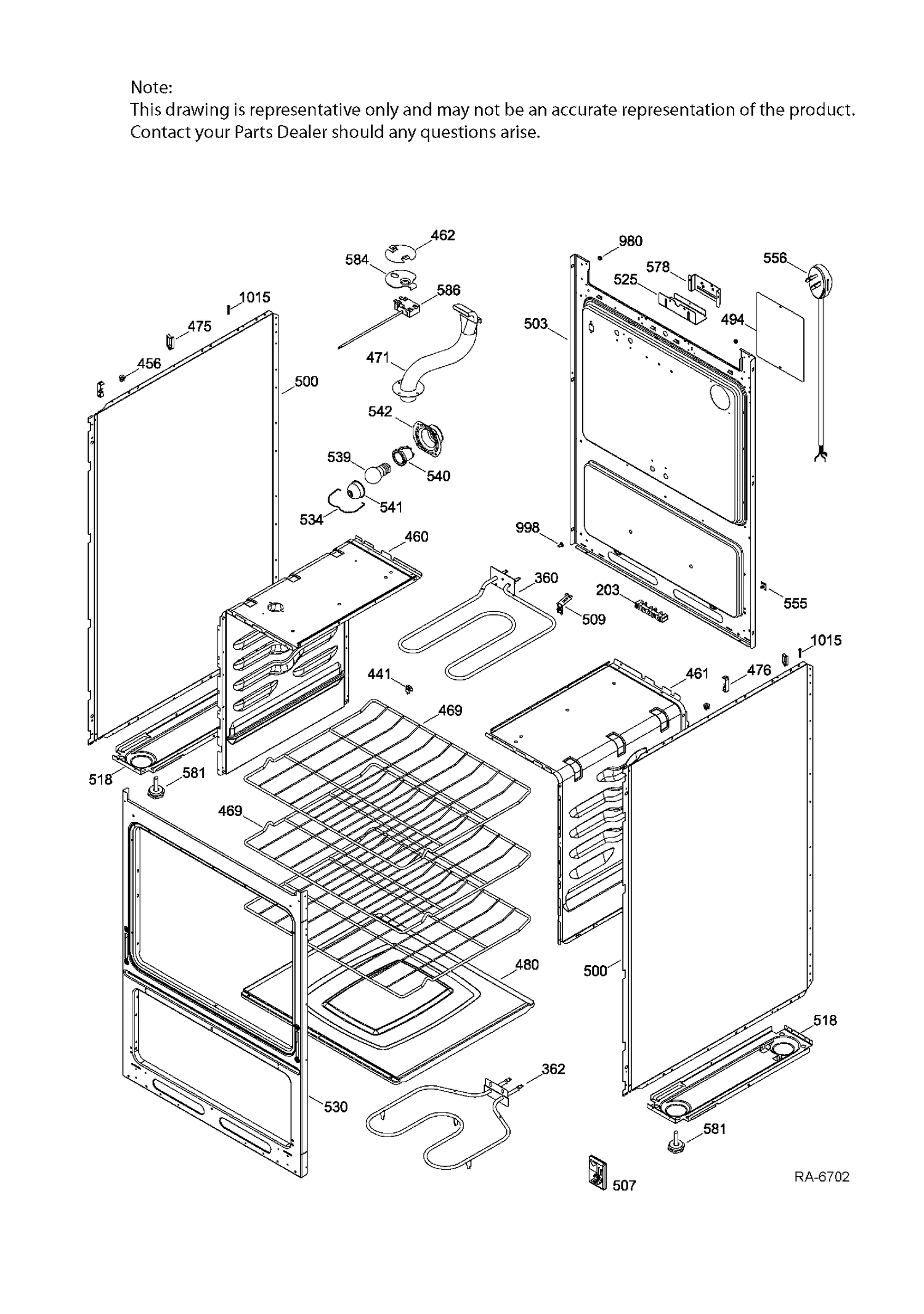 BODY PARTS Diagram and Parts List for JCAS745M3WW  General Electric Range