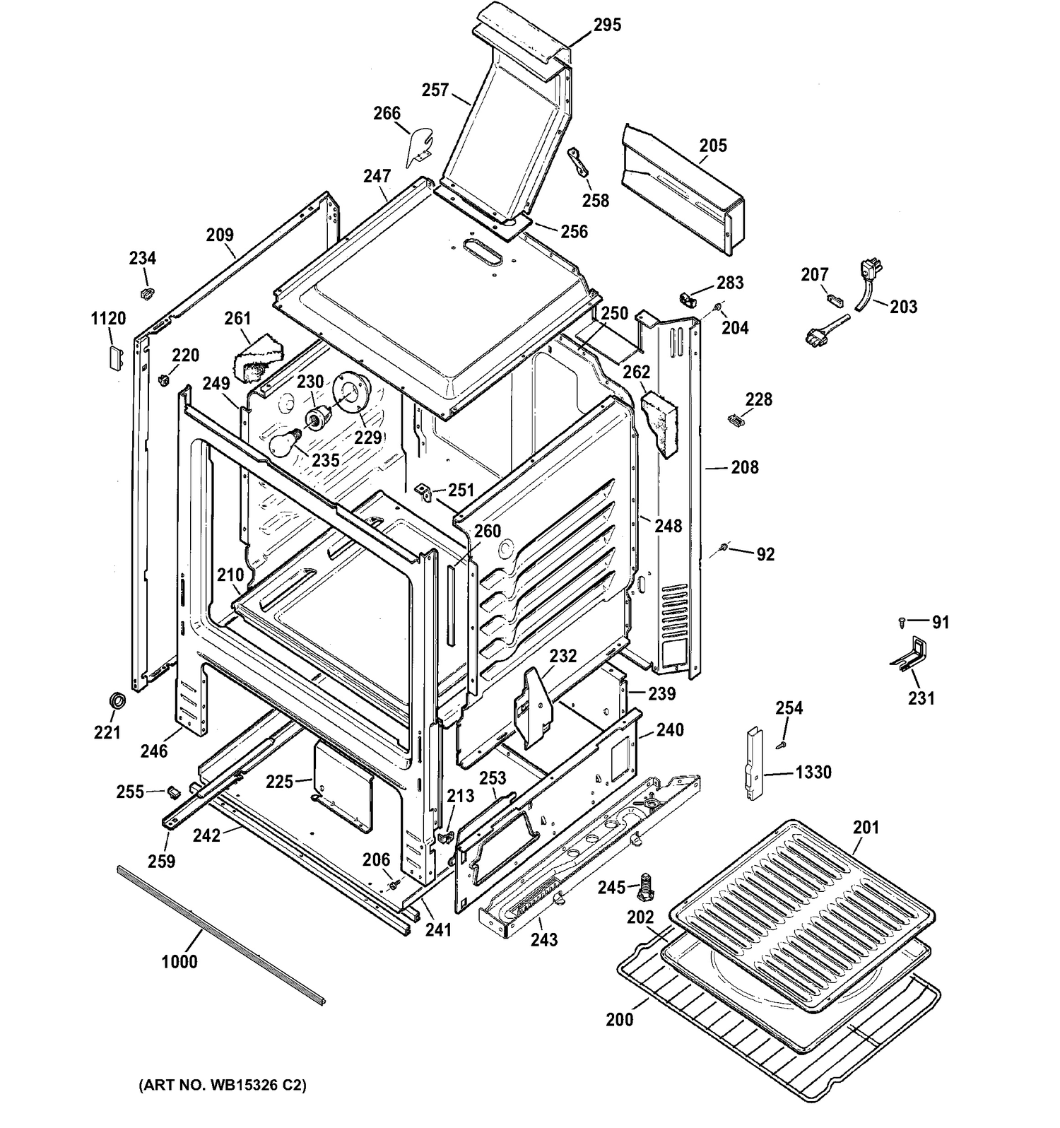 BODY PARTS Diagram and Parts List for AGBS45DEF2WS  General Electric Range