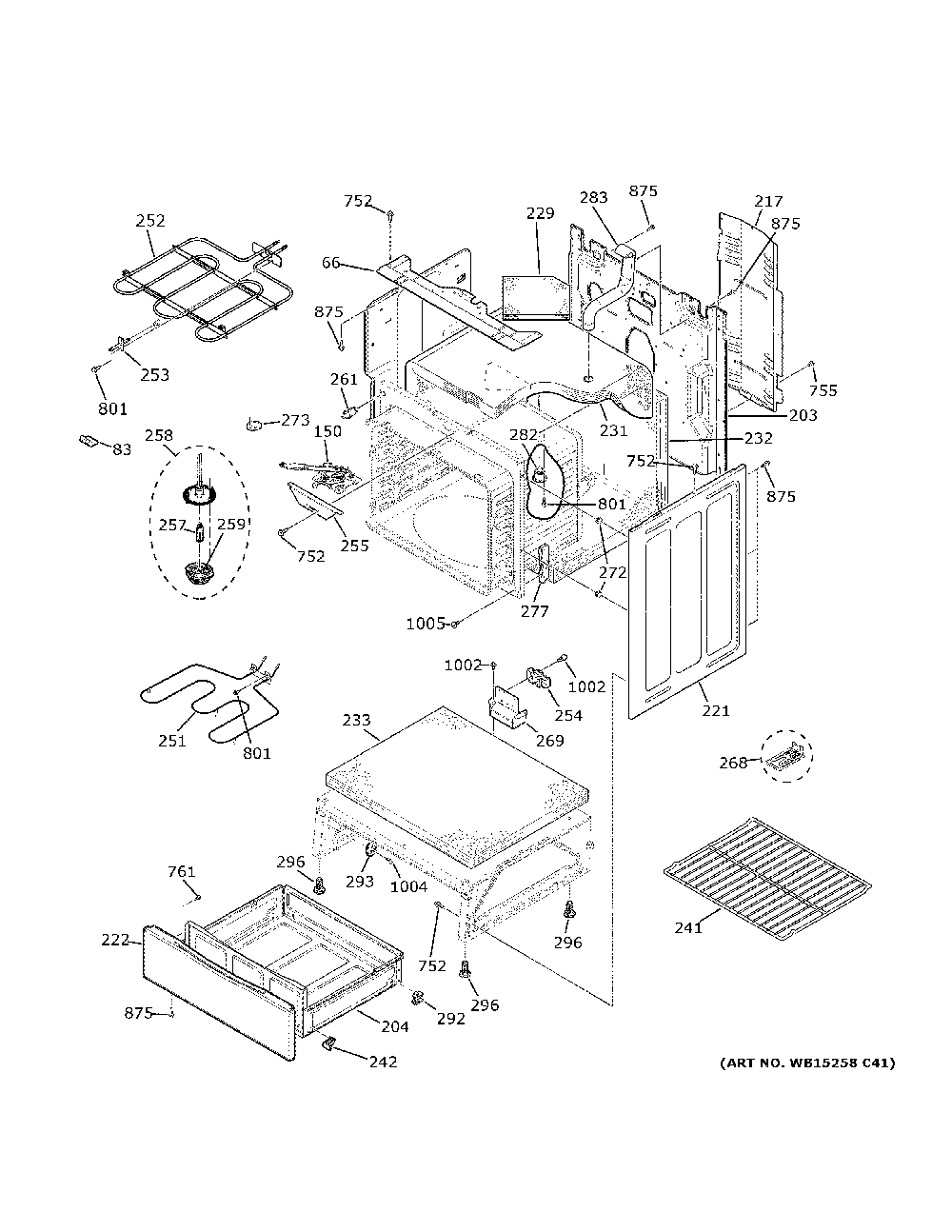 Body parts Diagram and Parts List for JB655DK7CC  General Electric Range