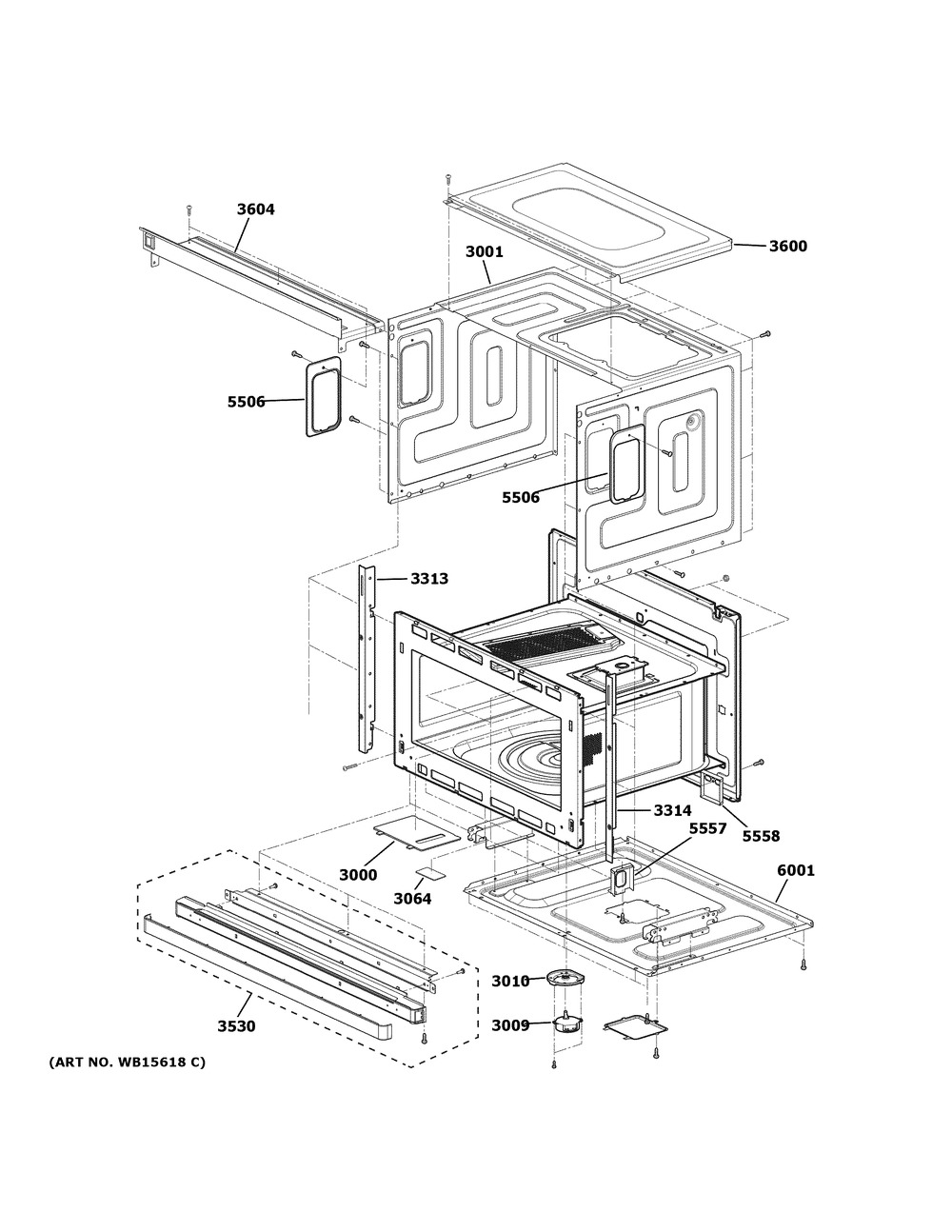 Oven Cavity Parts Diagram and Parts List for CSB913P2N1S1  General Electric Microwave