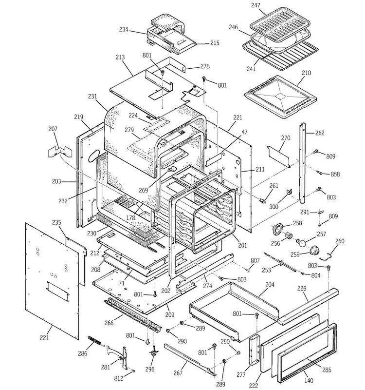 Body Parts Diagram and Parts List for JGRP17BEW3BB  General Electric Wall Oven