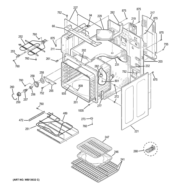 Body Parts Diagram and Parts List for JBP84CK1CC  General Electric Range