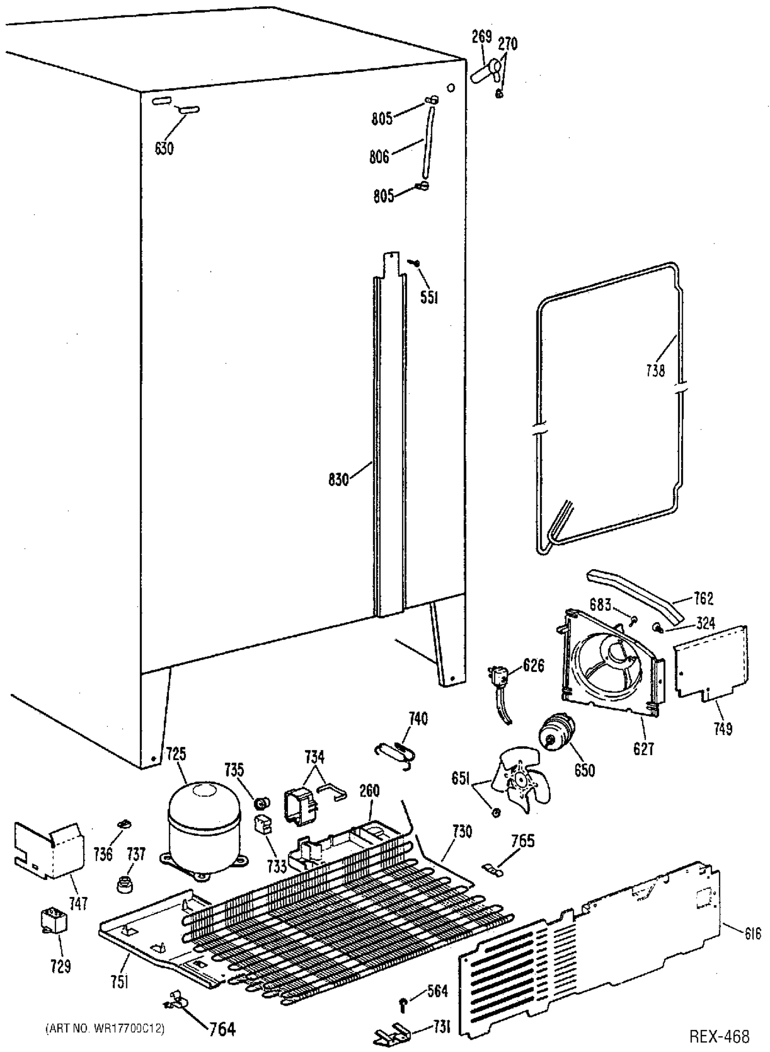 SYSTEM GROUP Diagram and Parts List for 39338  General Electric Refrigerator