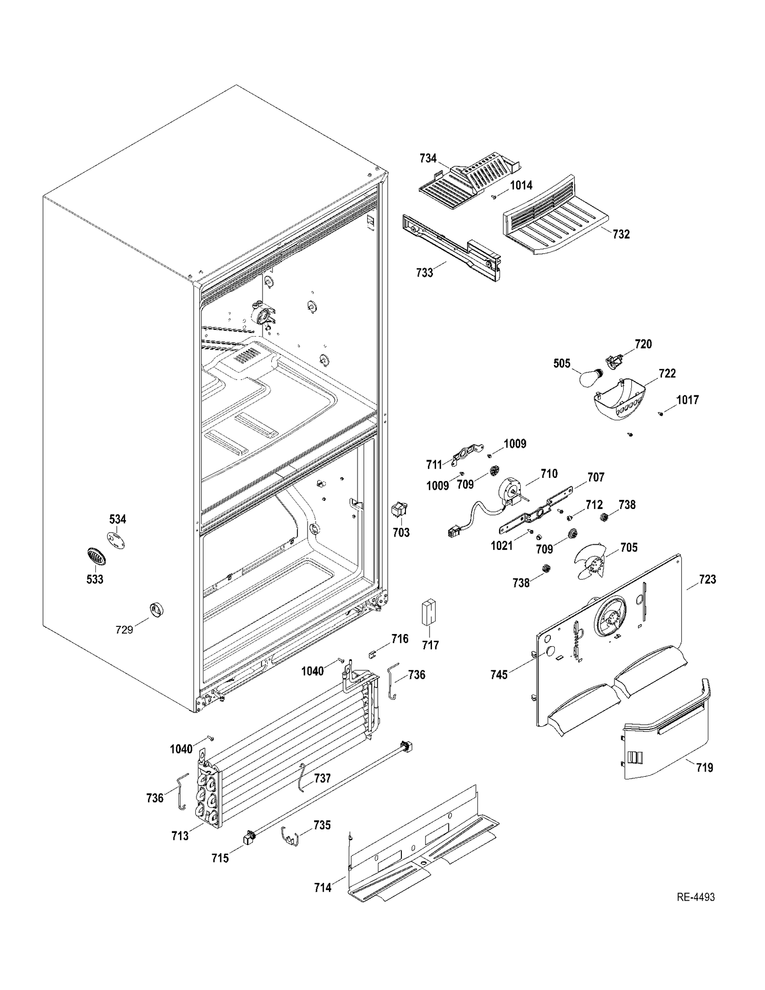 FZ SECTION Diagram and Parts List for ADRS0MBZBRSS  General Electric Refrigerator