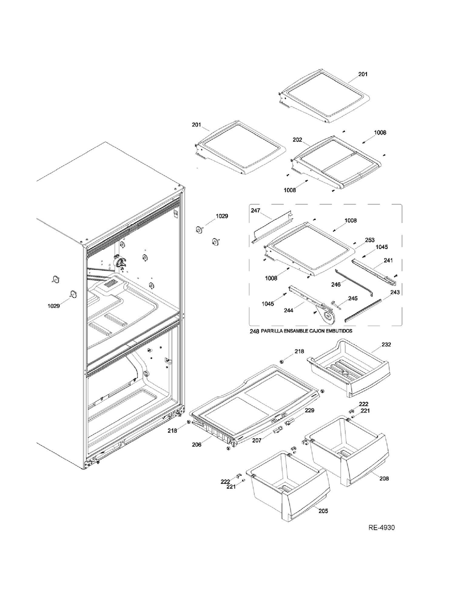 FF SHELVES Diagram and Parts List for PDRS0MBYGRSS  General Electric Refrigerator