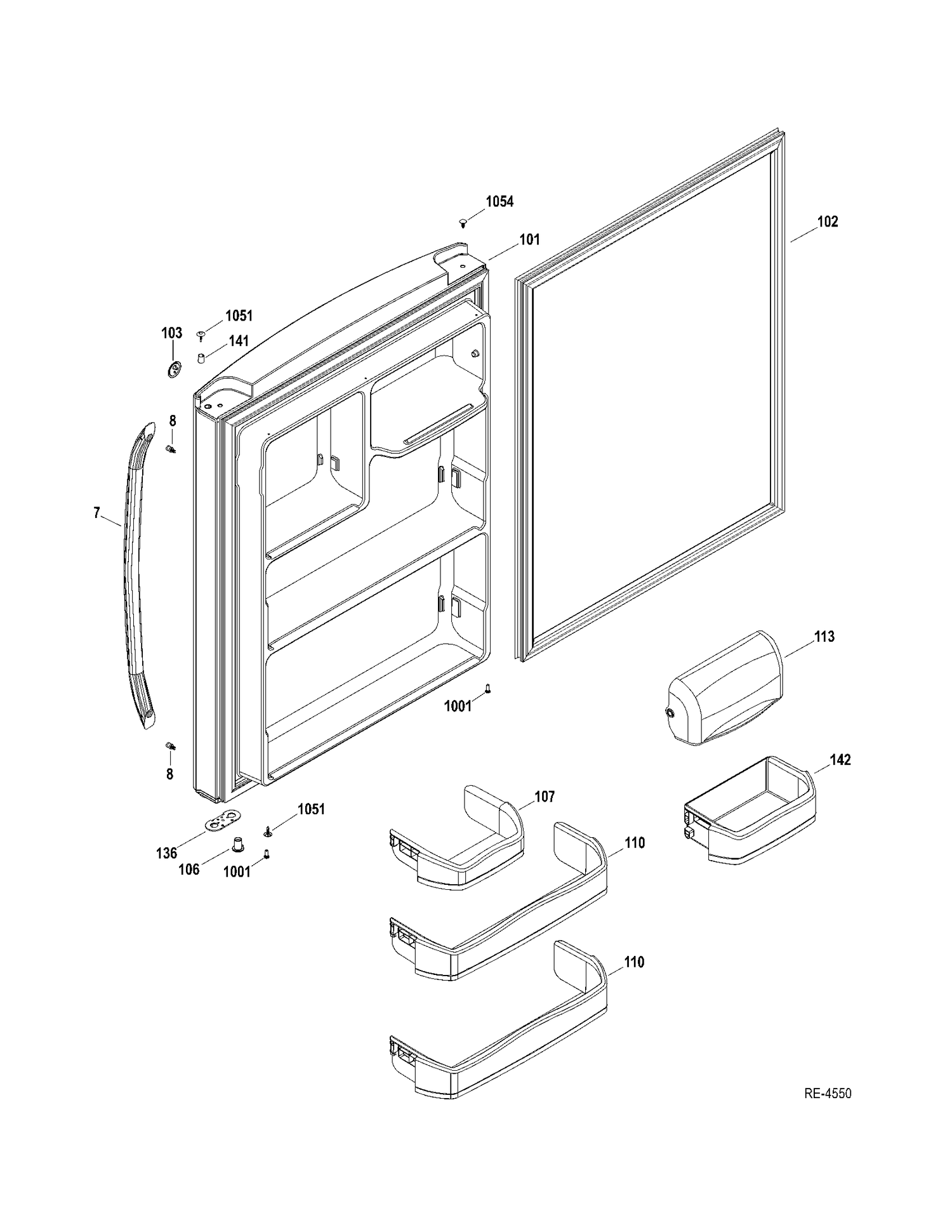FF DOOR Diagram and Parts List for GBRS0HBXERSS  General Electric Refrigerator