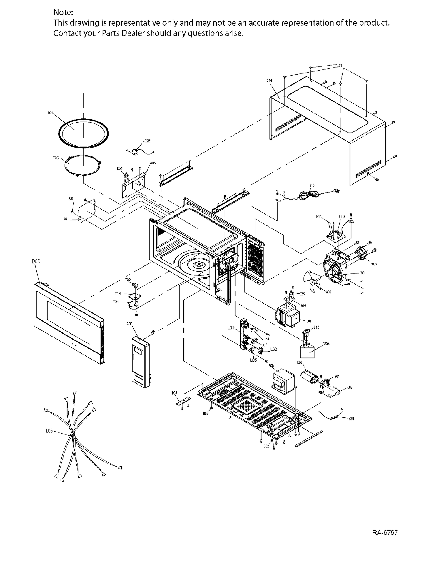 BODY Diagram and Parts List for ZEM115SJSSC01  General Electric Microwave